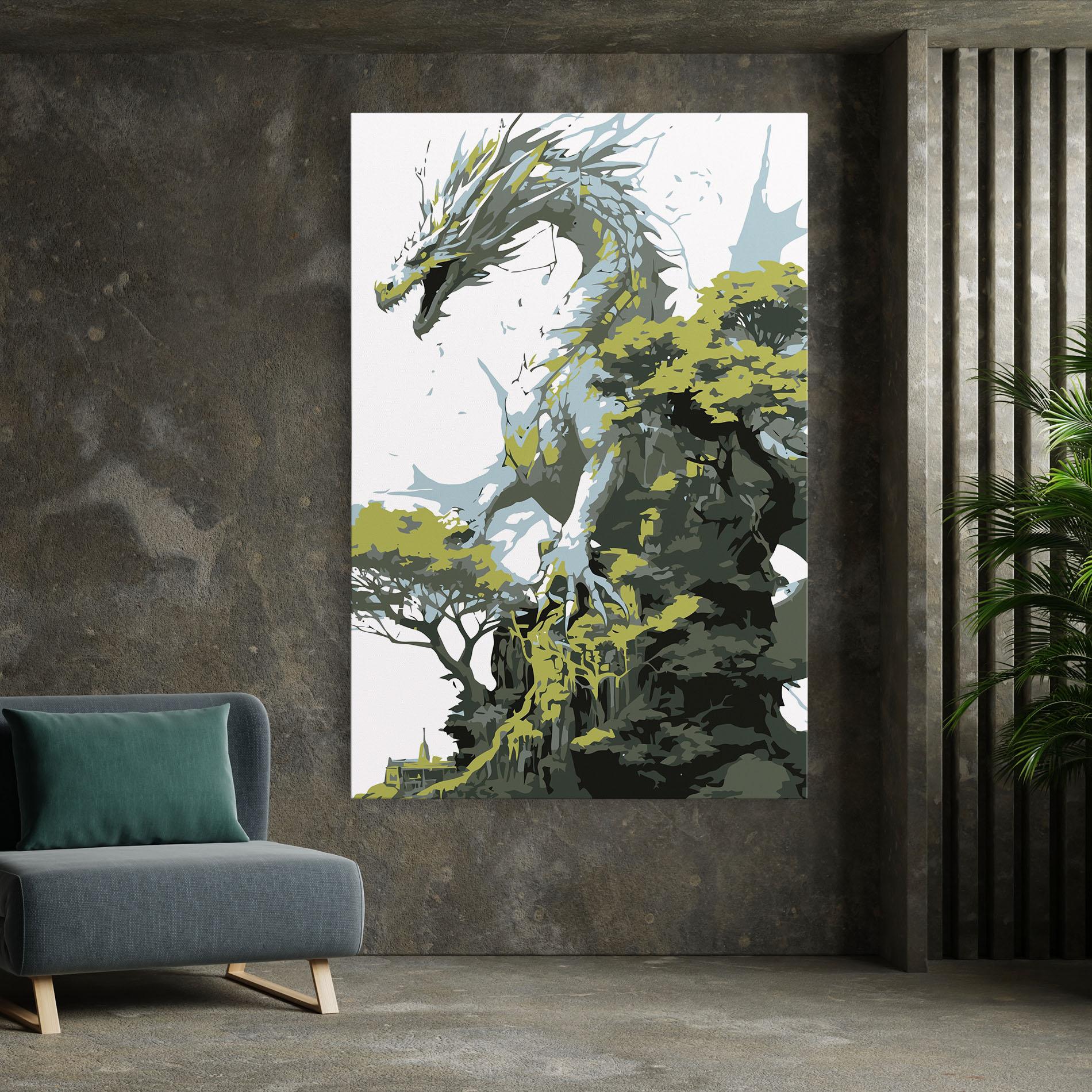 Картина на платно Grey Nature Dragon mockup 7
