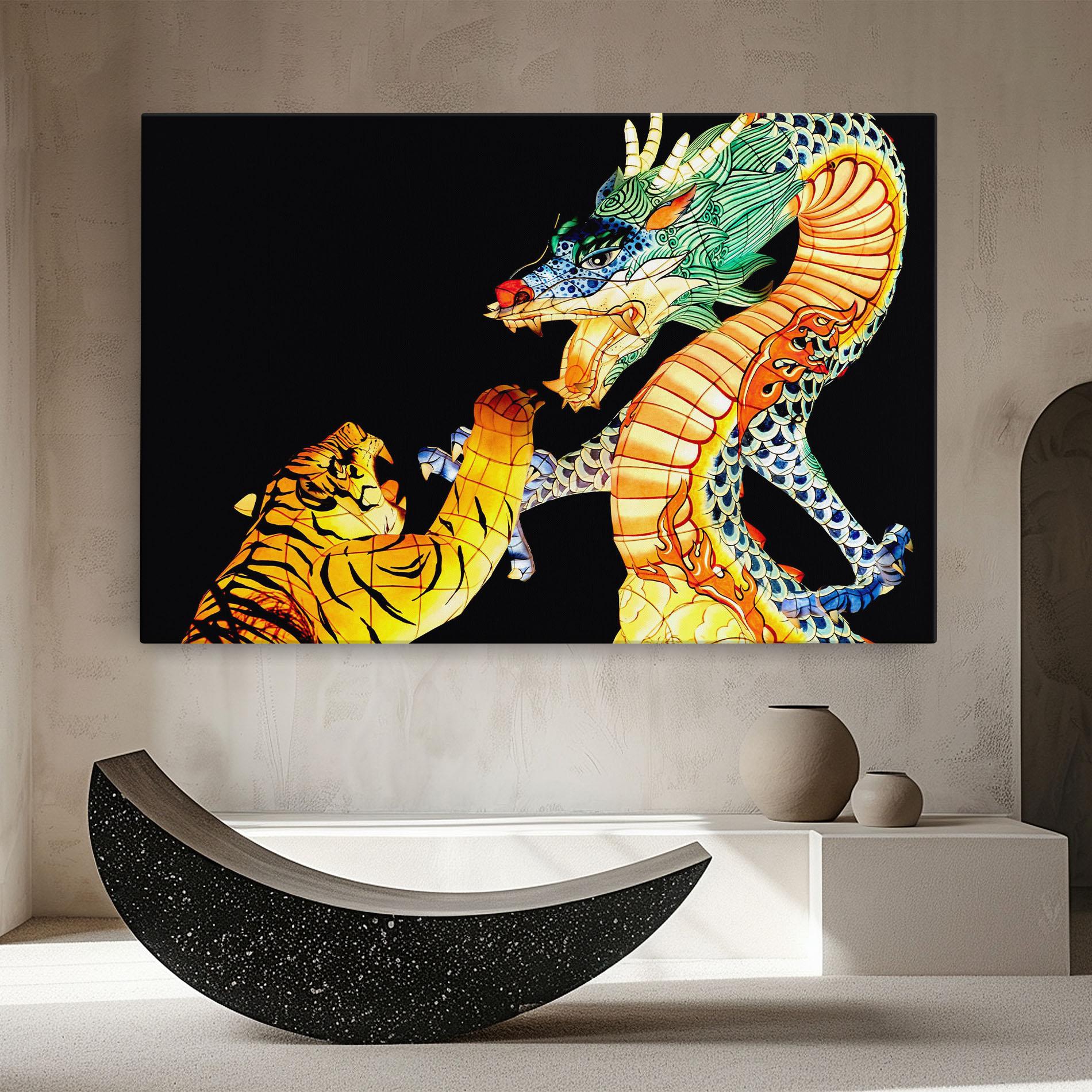 Картина на платно Chinese Dragon And Tiger mockup 8