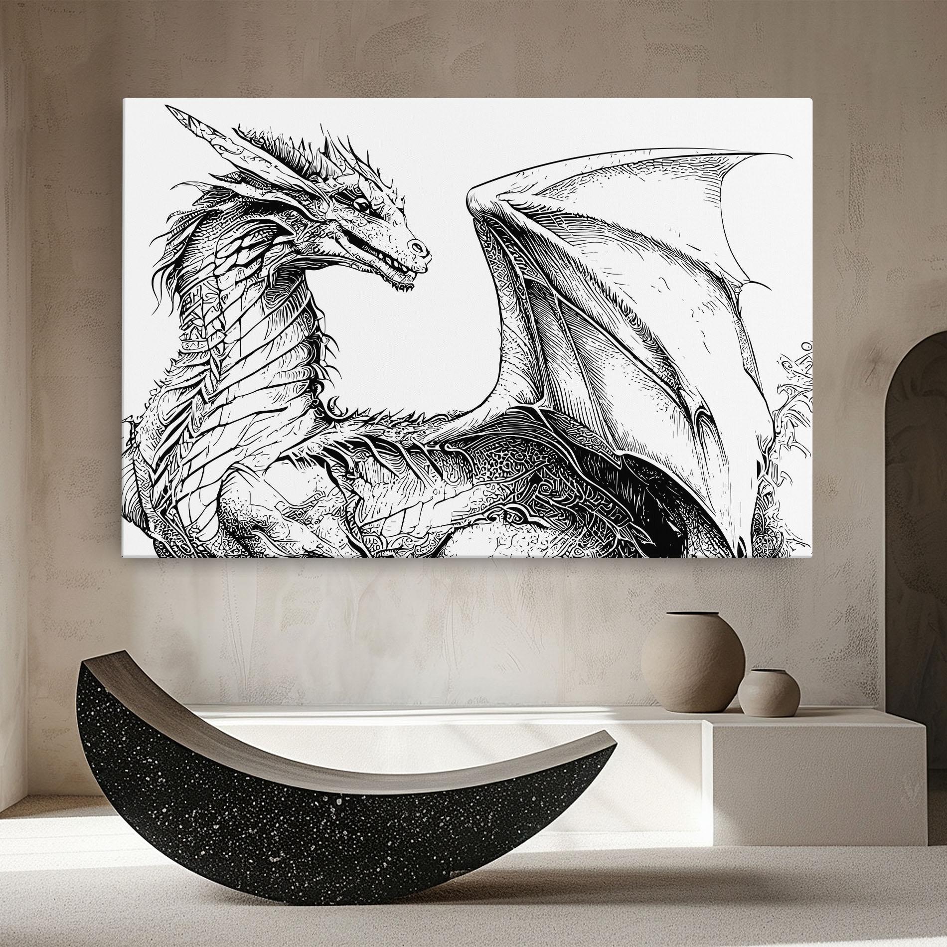 Картина на платно Dragon Sketch mockup 8