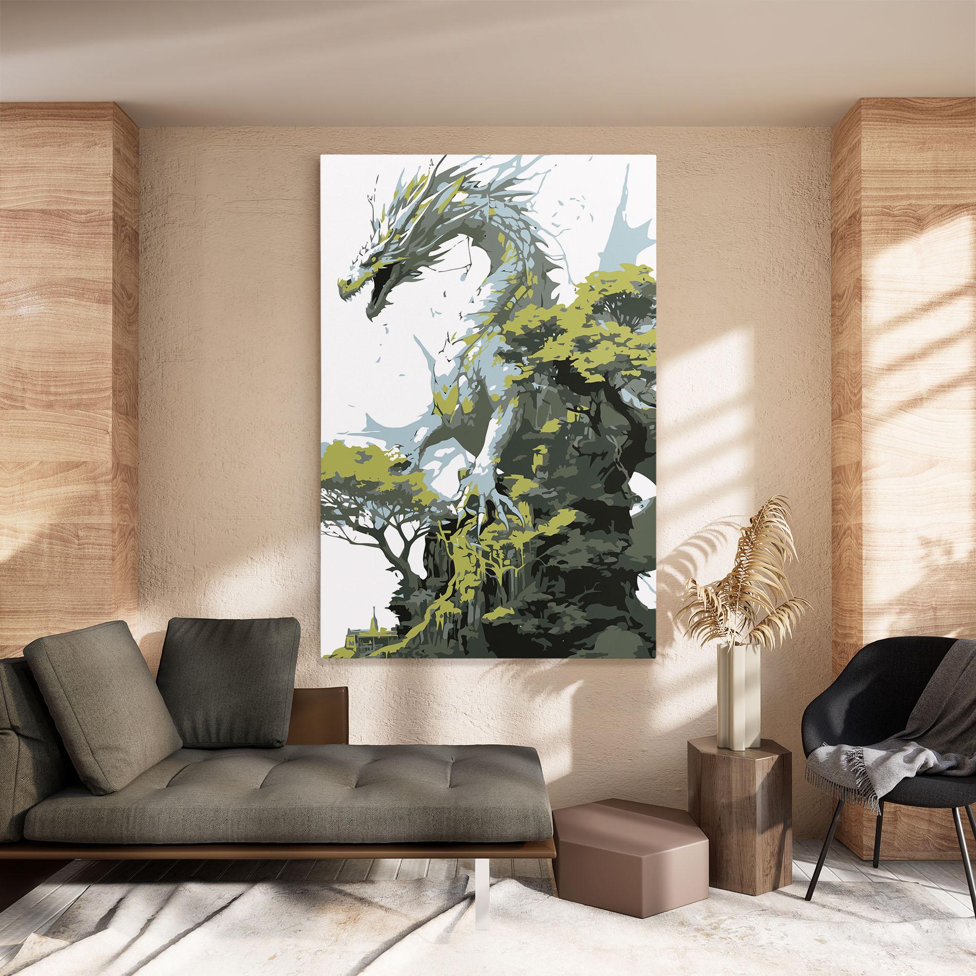 Картина на платно Grey Nature Dragon mockup 8