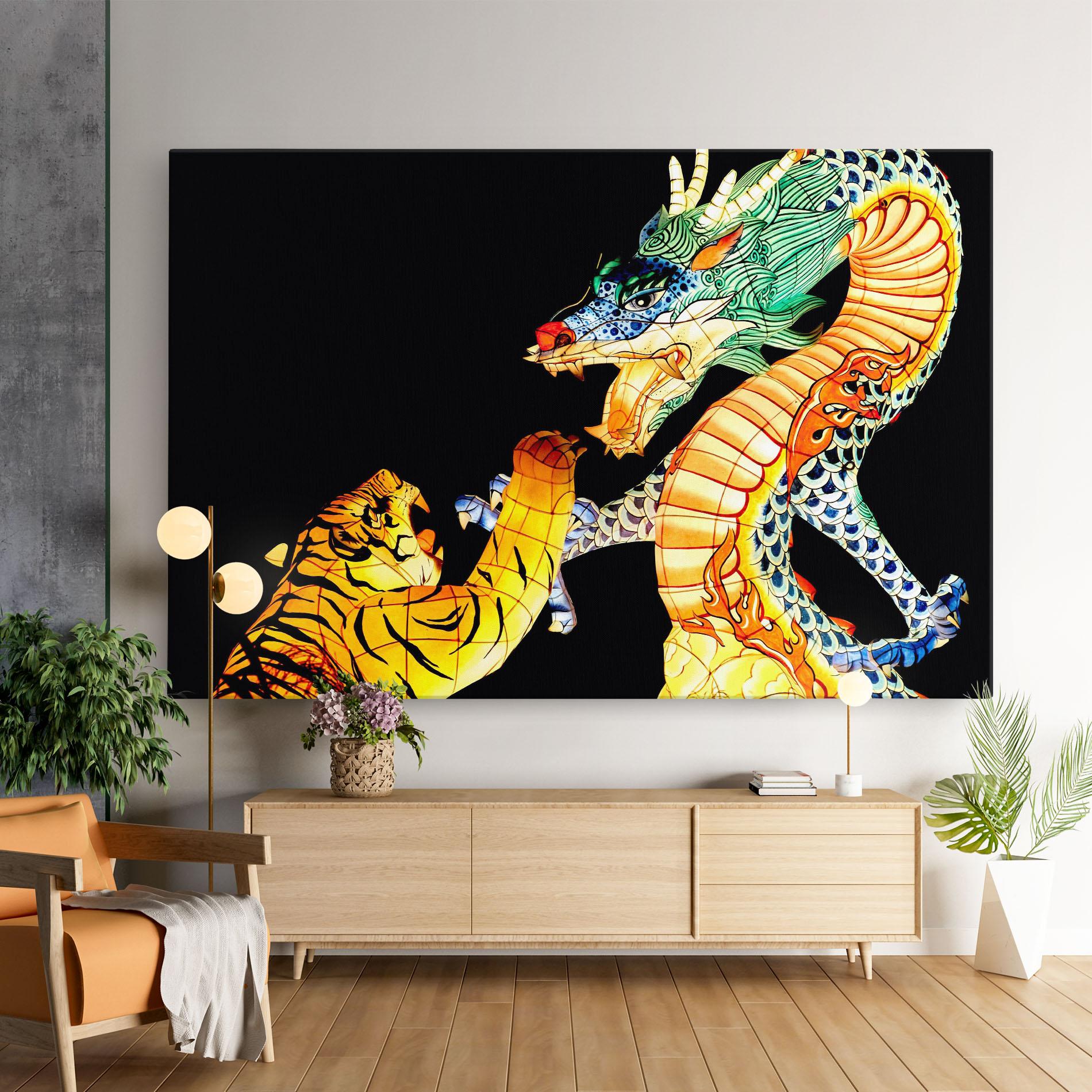 Картина на платно Chinese Dragon And Tiger mockup 9