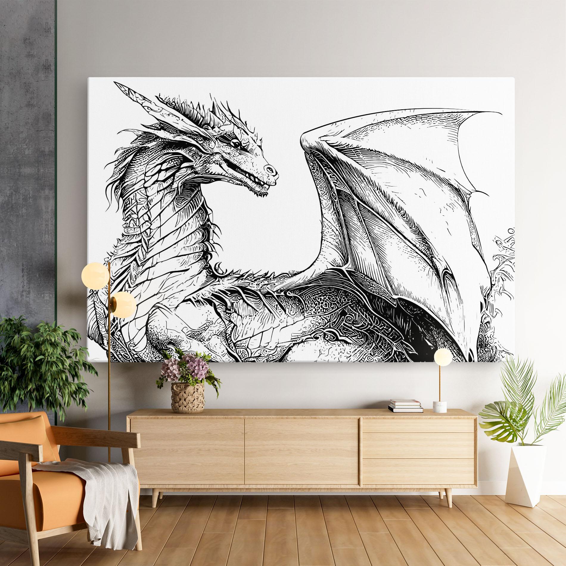 Картина на платно Dragon Sketch mockup 9