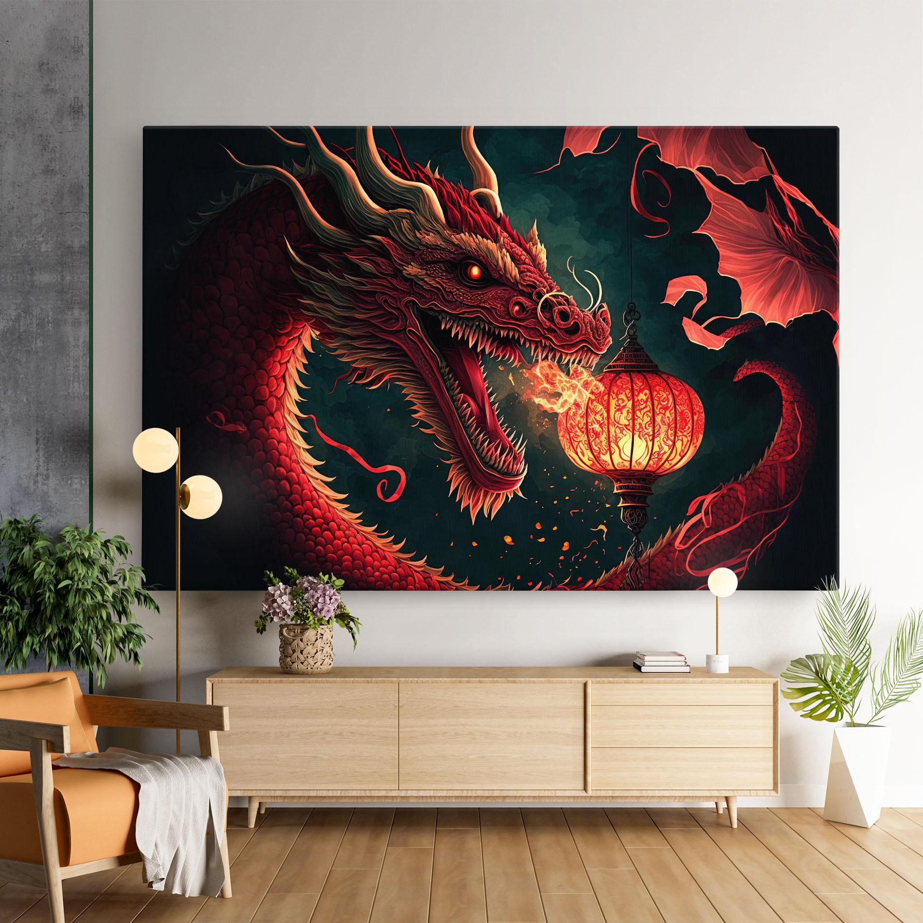 Картина на платно Red Fire Dragon mockup 9