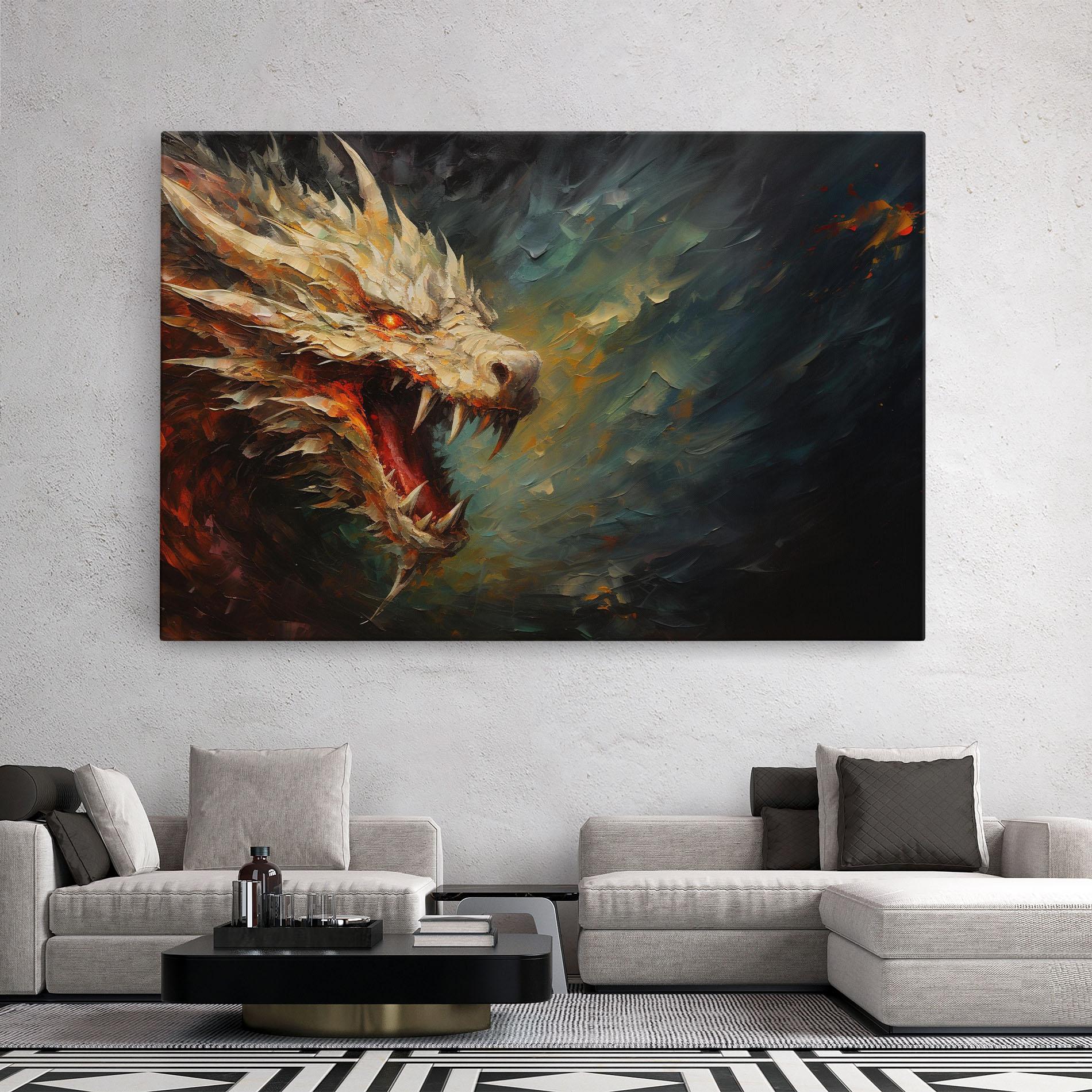 Картина на платно Angry Dragon Painting mockup 2