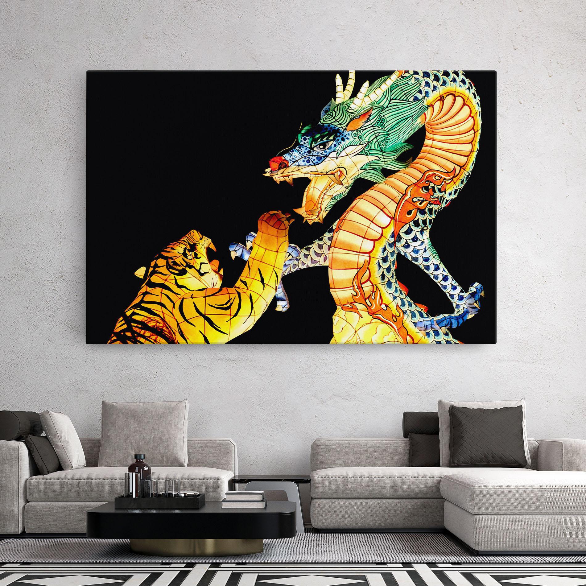 Картина на платно Chinese Dragon And Tiger mockup 2