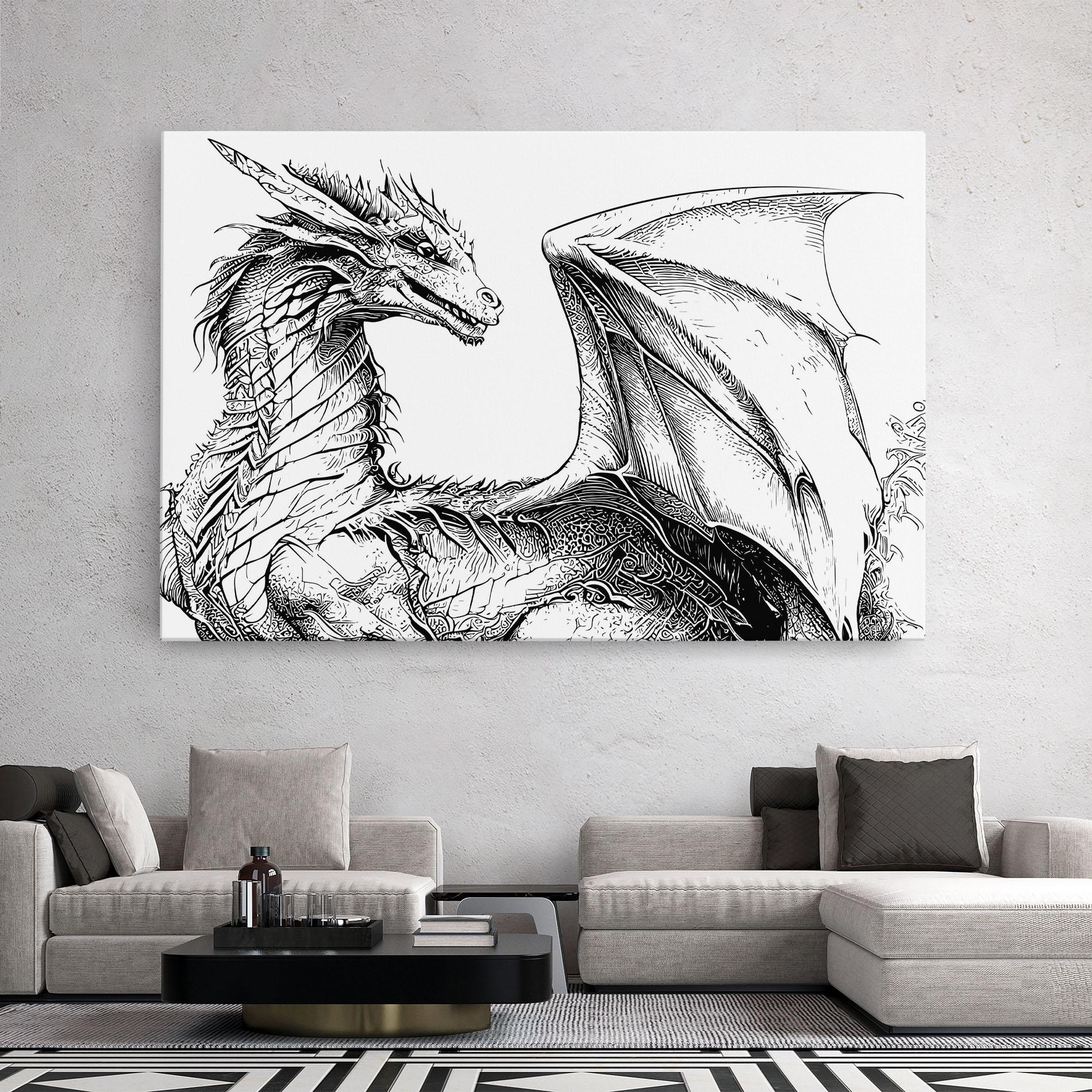 Картина на платно Dragon Sketch mockup 2