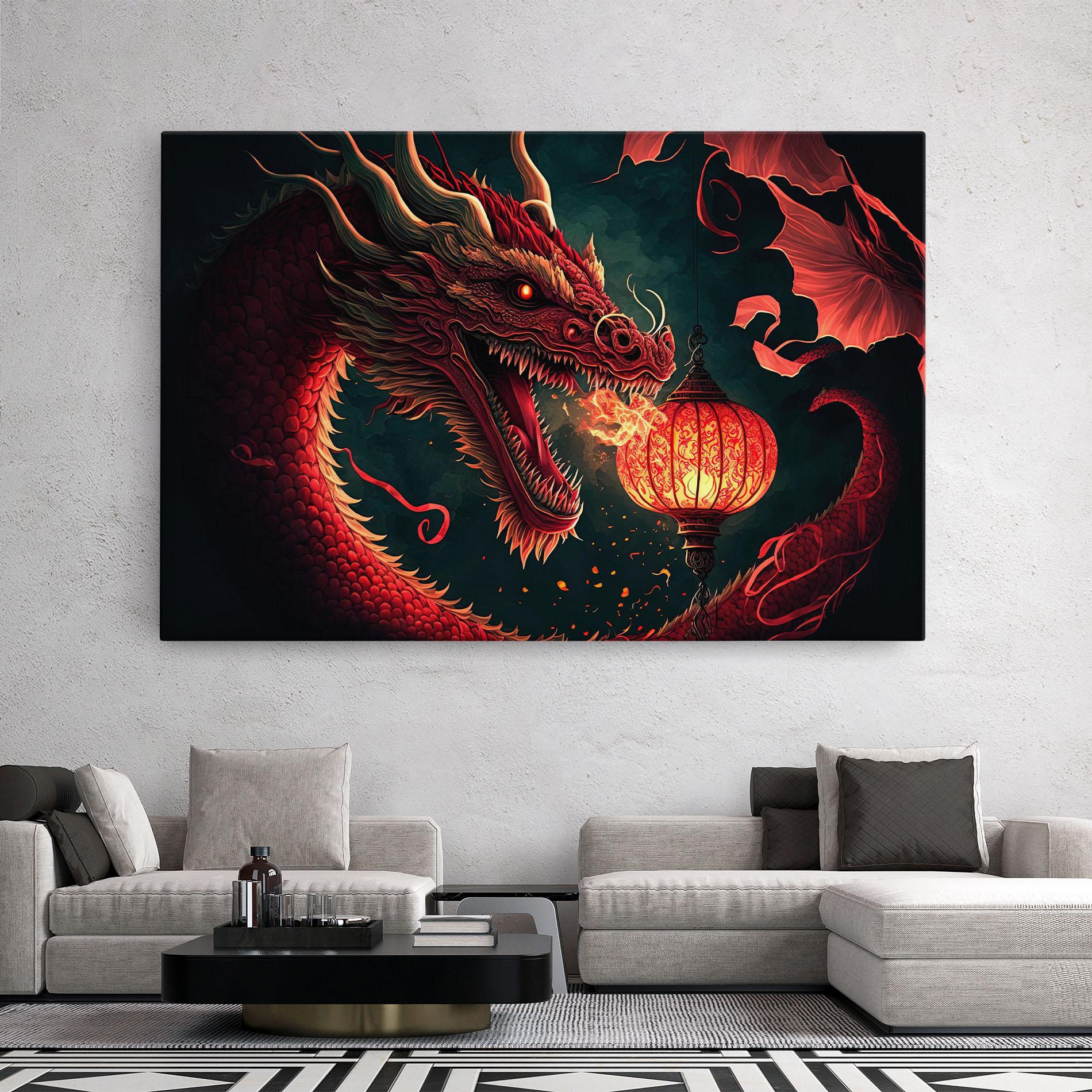 Картина на платно Red Fire Dragon mockup 2