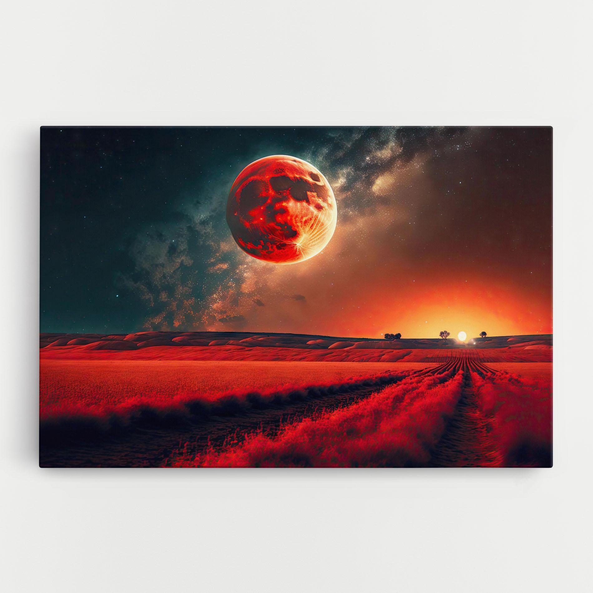 Картина на платно Huge Red Moon mockup 0