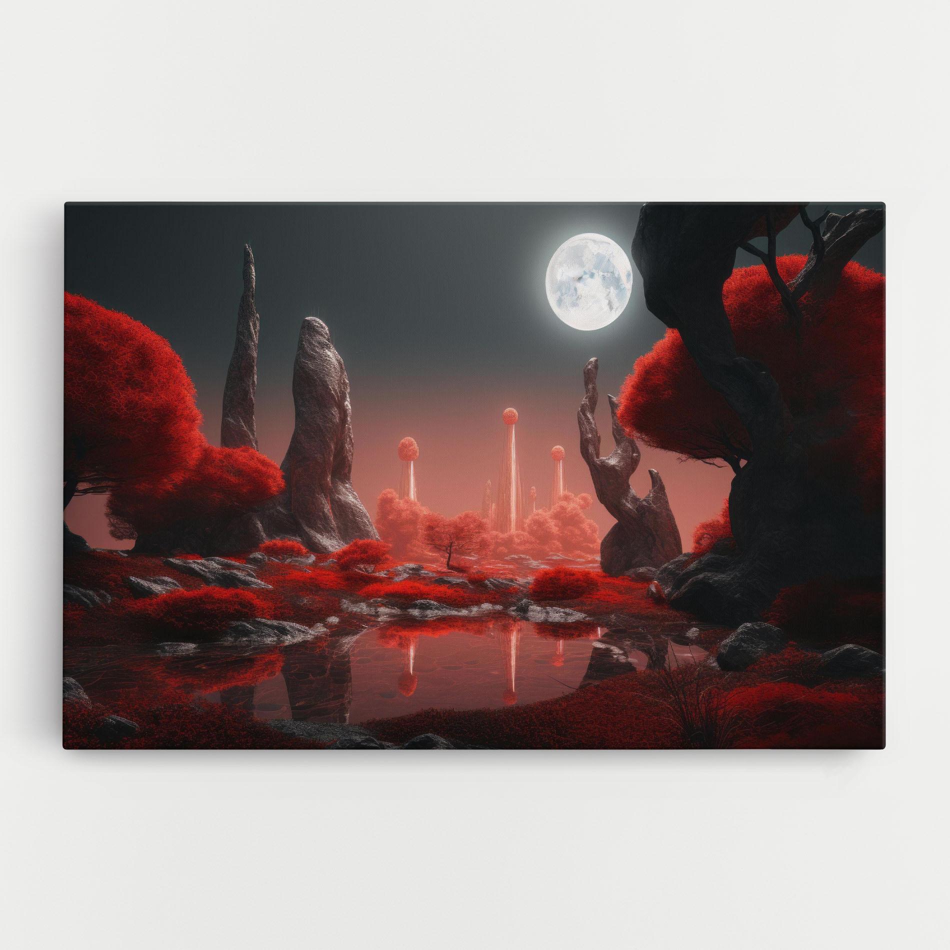 Картина на платно Red Alien Trees mockup 0