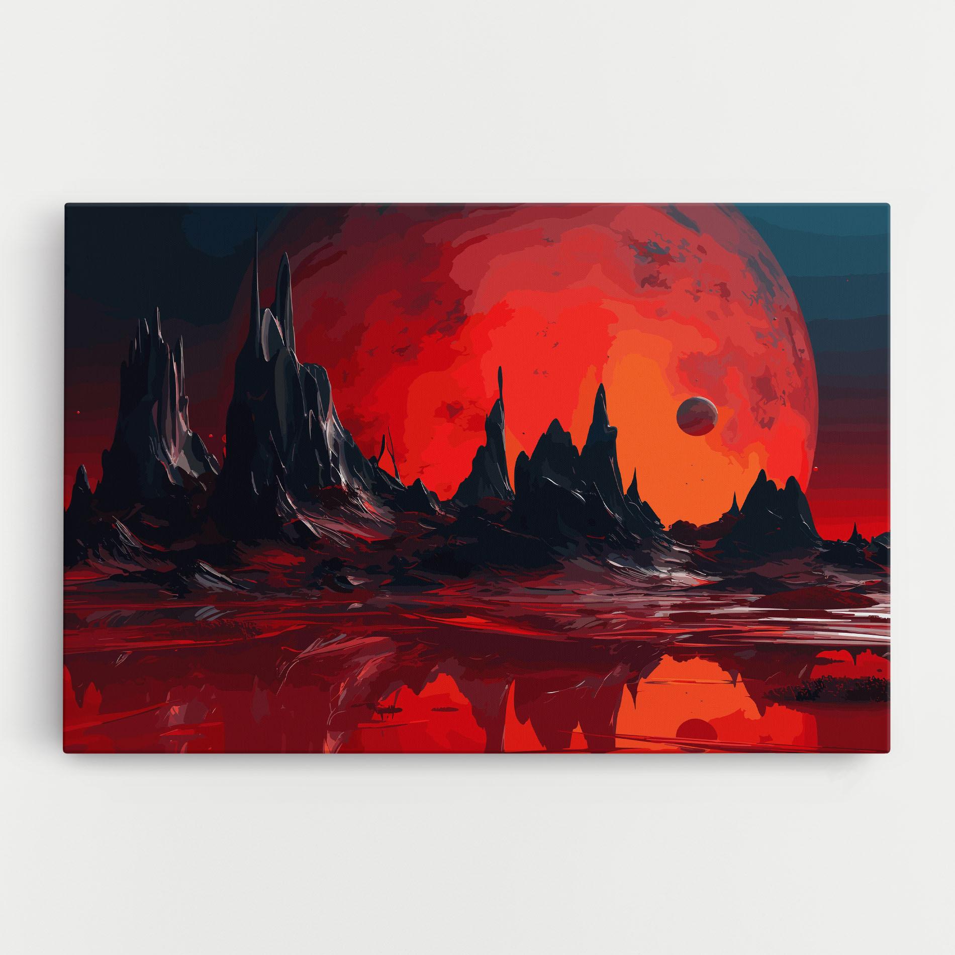 Картина на платно Red Moon World mockup 0