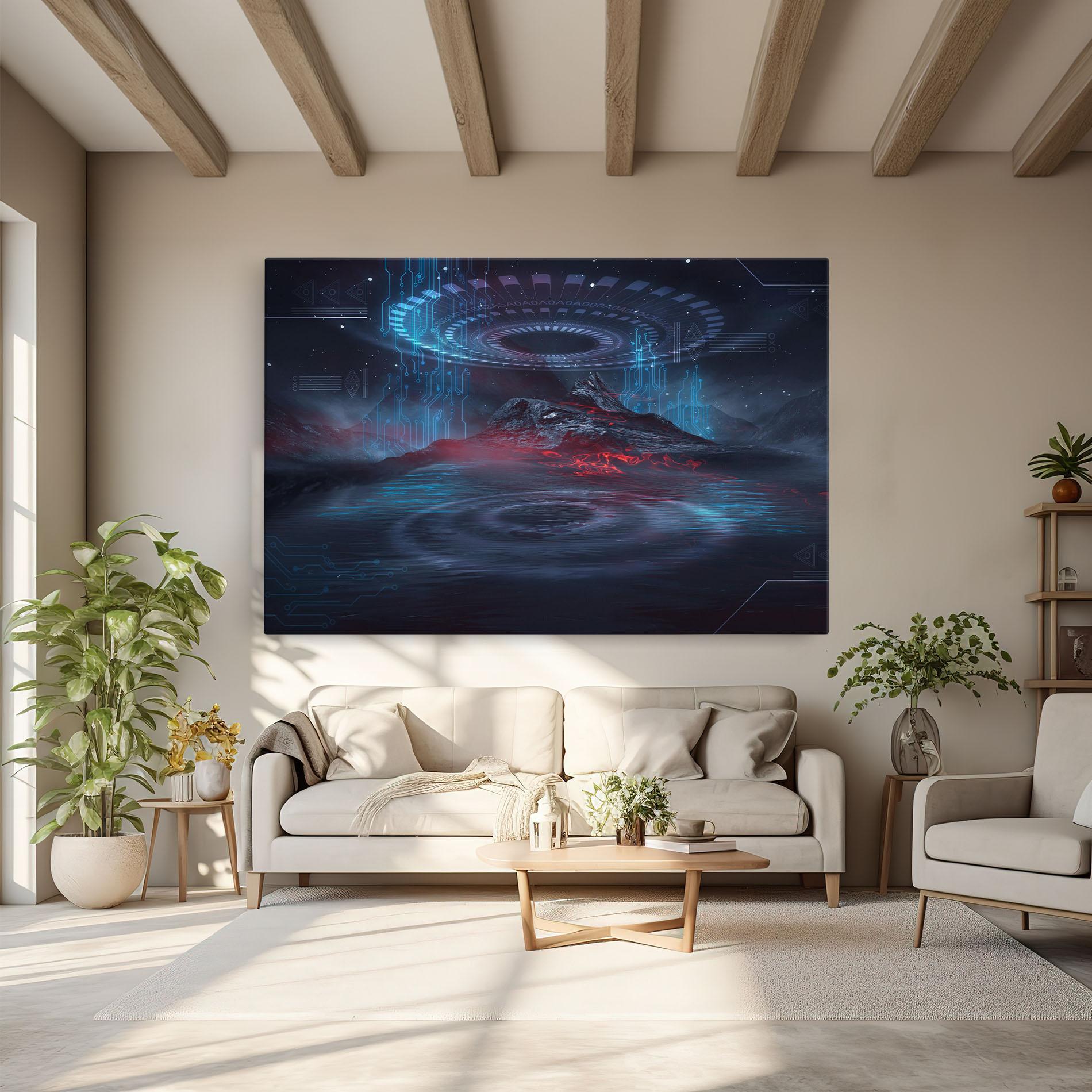 Картина на платно Neon Space Galaxy mockup 6