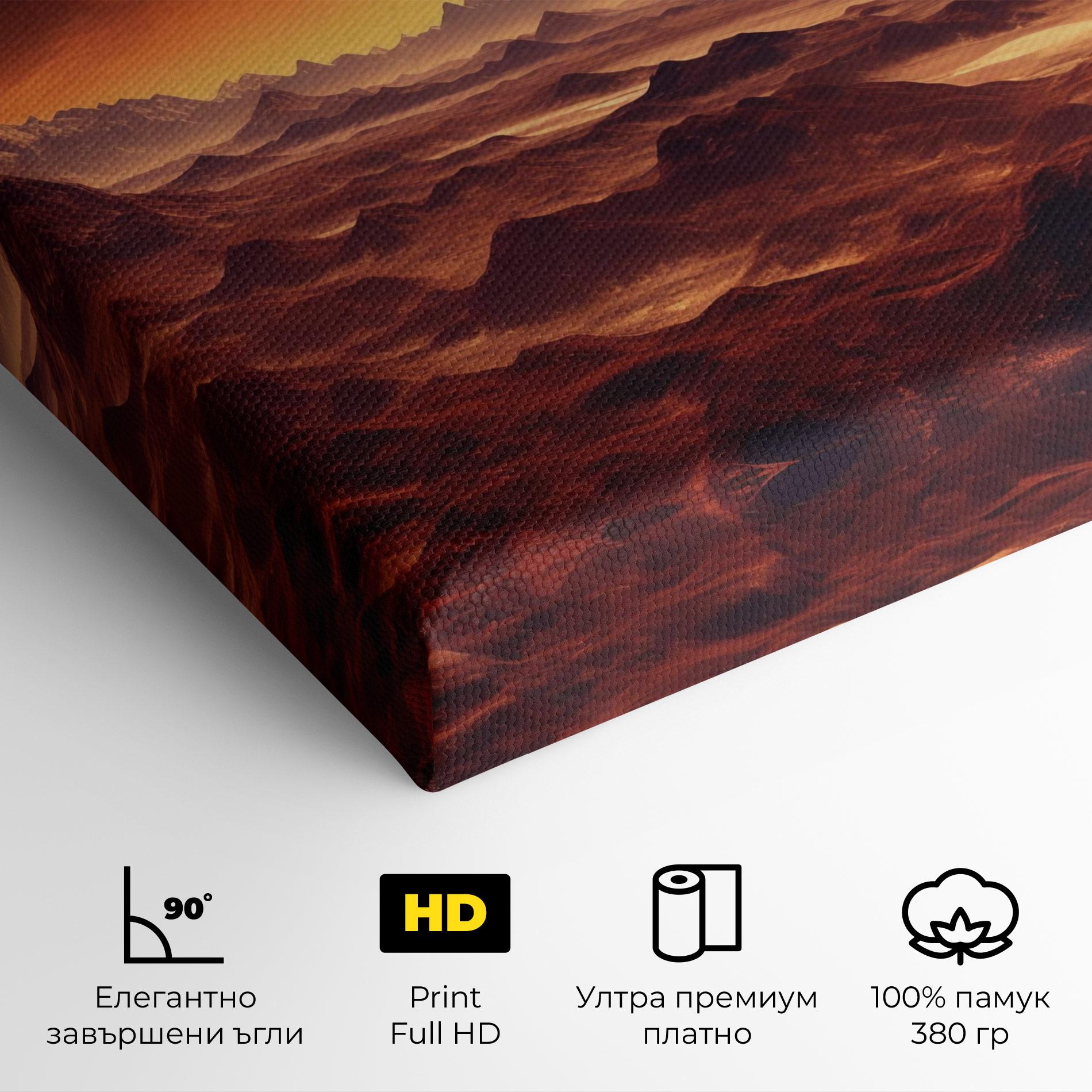 Картина на платно Fiery Orange Sunset mockup 4