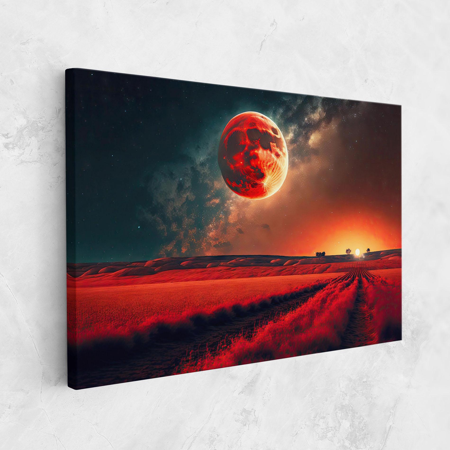 Картина на платно Huge Red Moon mockup 1