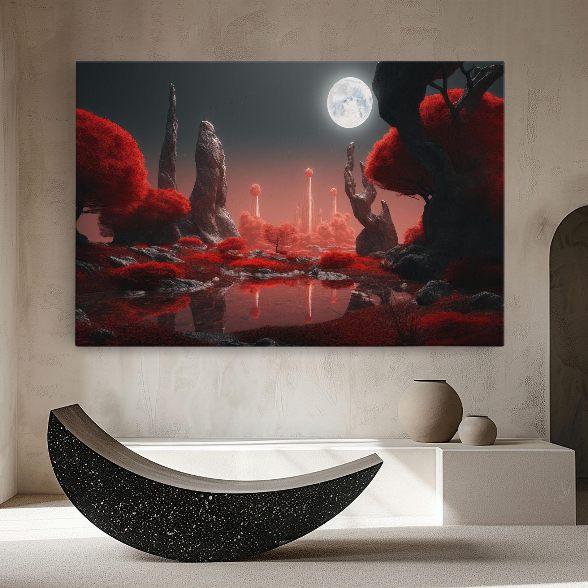 Картина на платно Red Alien Trees mockup 8