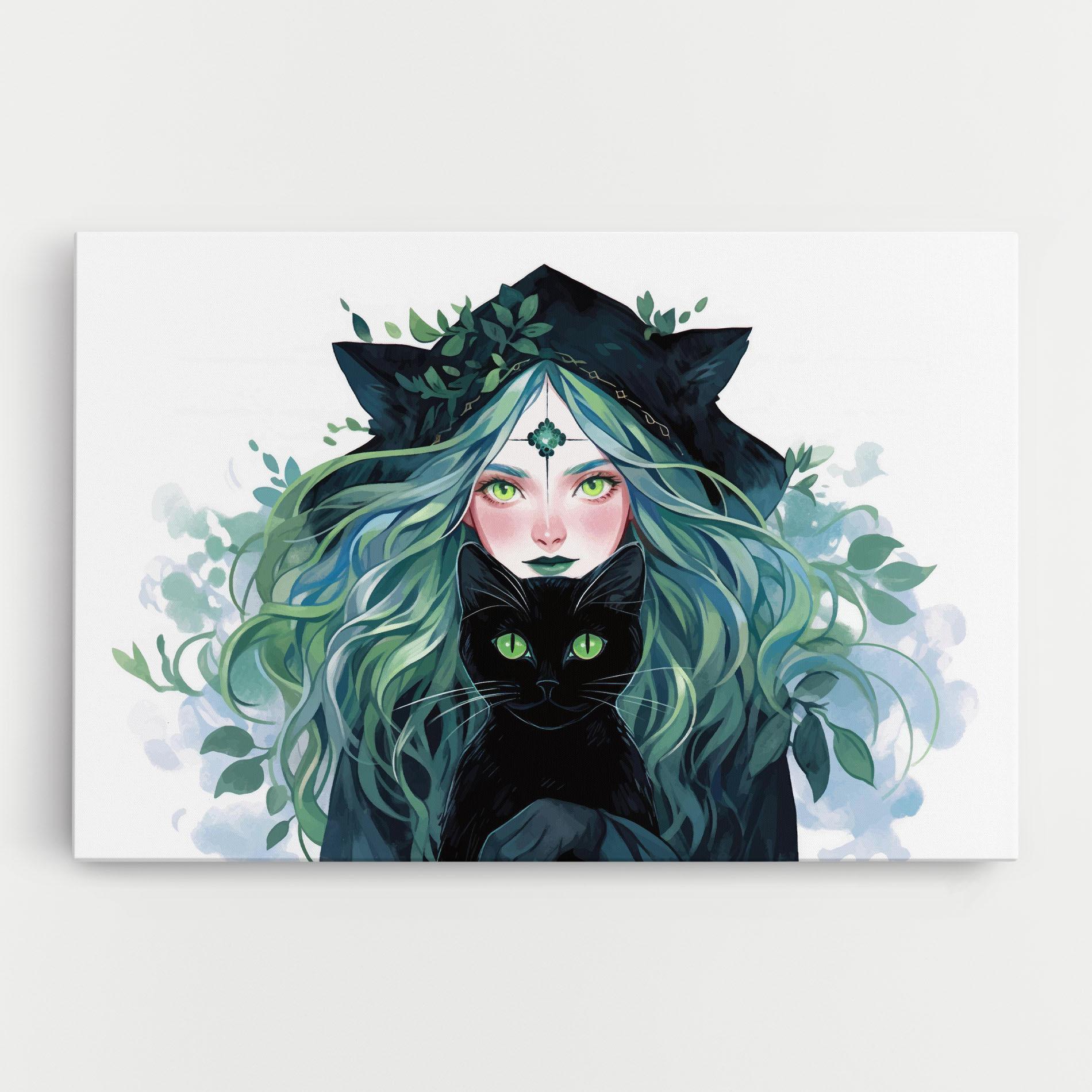 Картина на платно Magic Cat Witch mockup 0