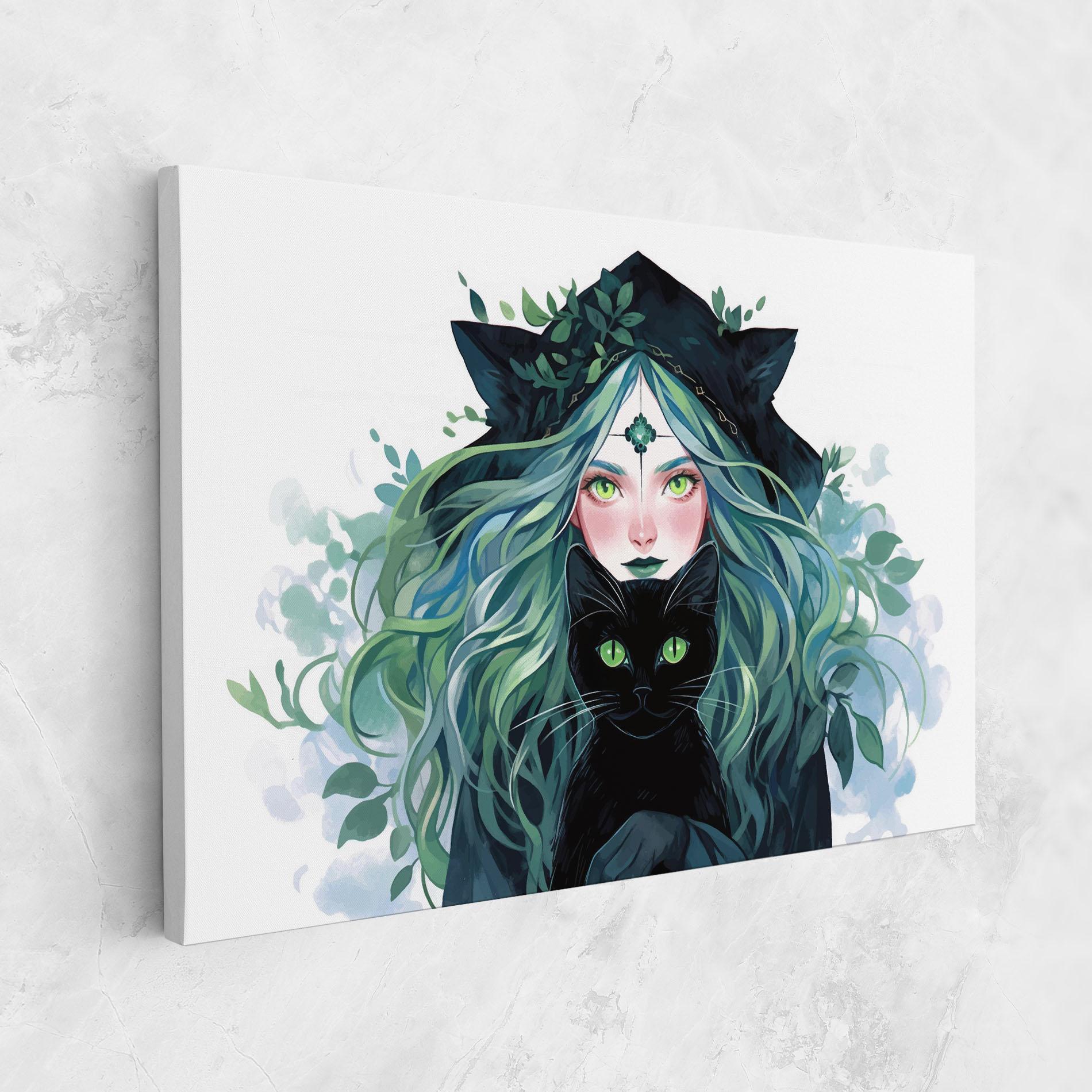 Картина на платно Magic Cat Witch mockup 1