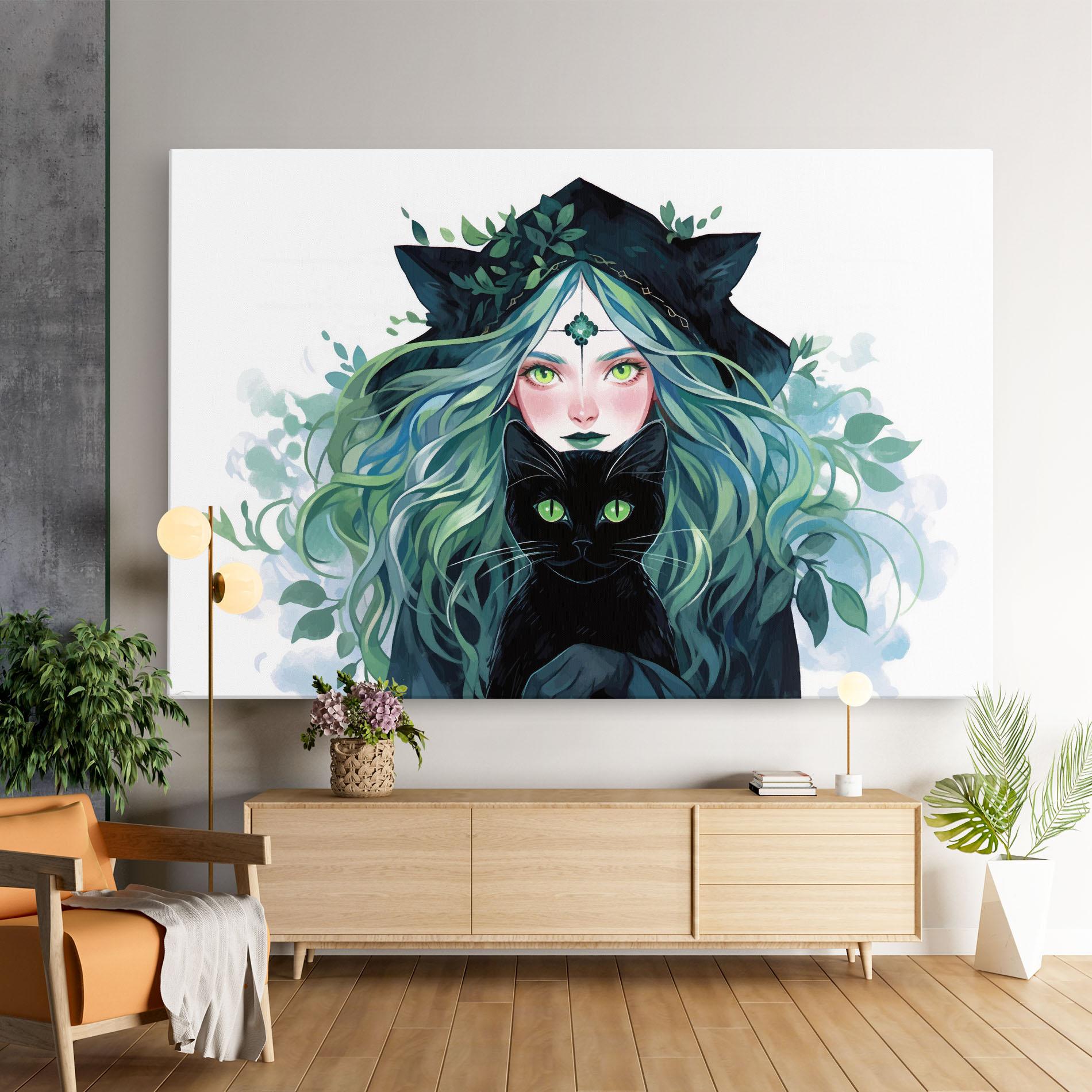 Картина на платно Magic Cat Witch mockup 9