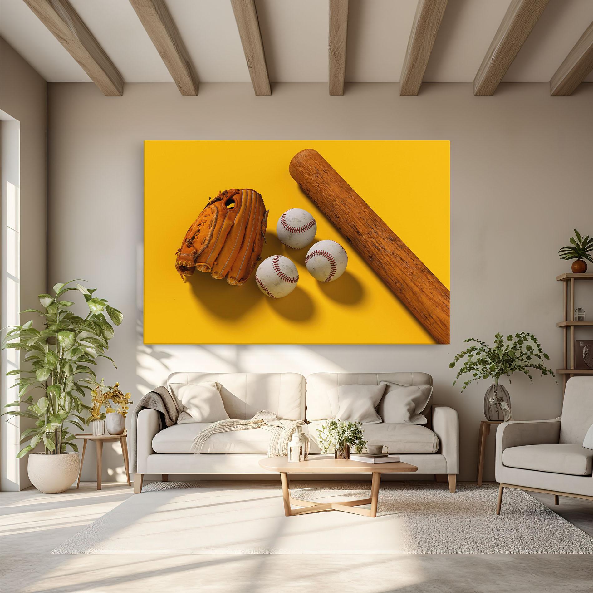 Картина на платно Baseball Set On Yellow mockup 6