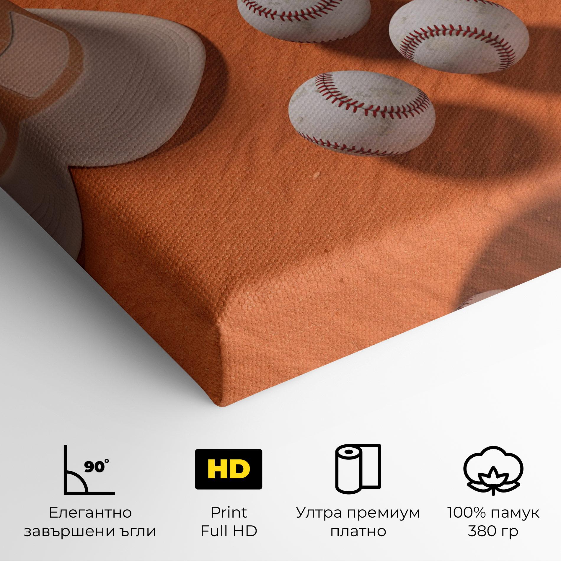 Картина на платно Baseball Set On Orange mockup 4