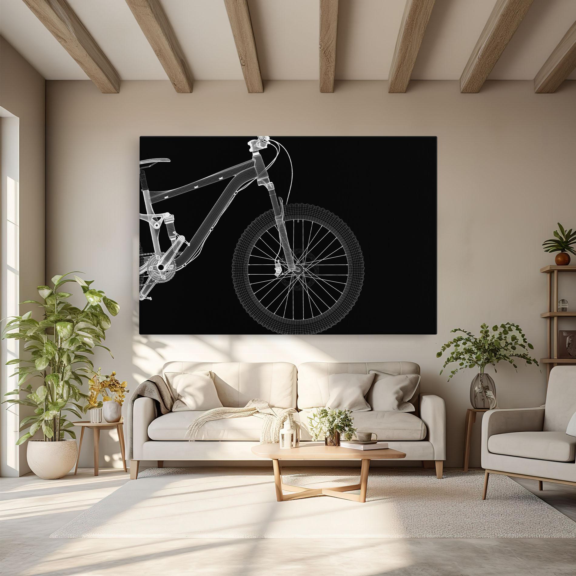 Картина на платно 3d White Model Bike mockup 6