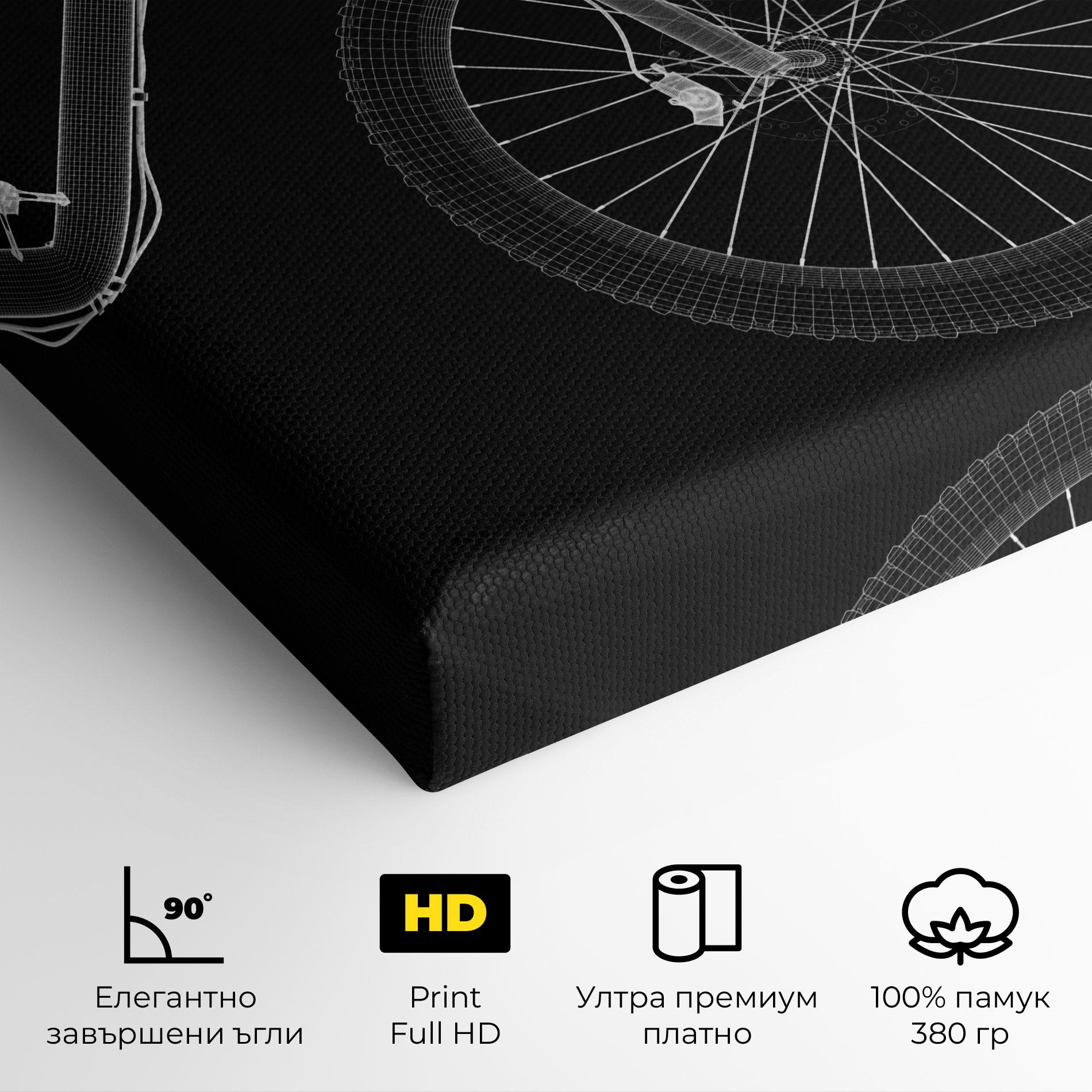 Картина на платно 3d White Model Bike mockup 4