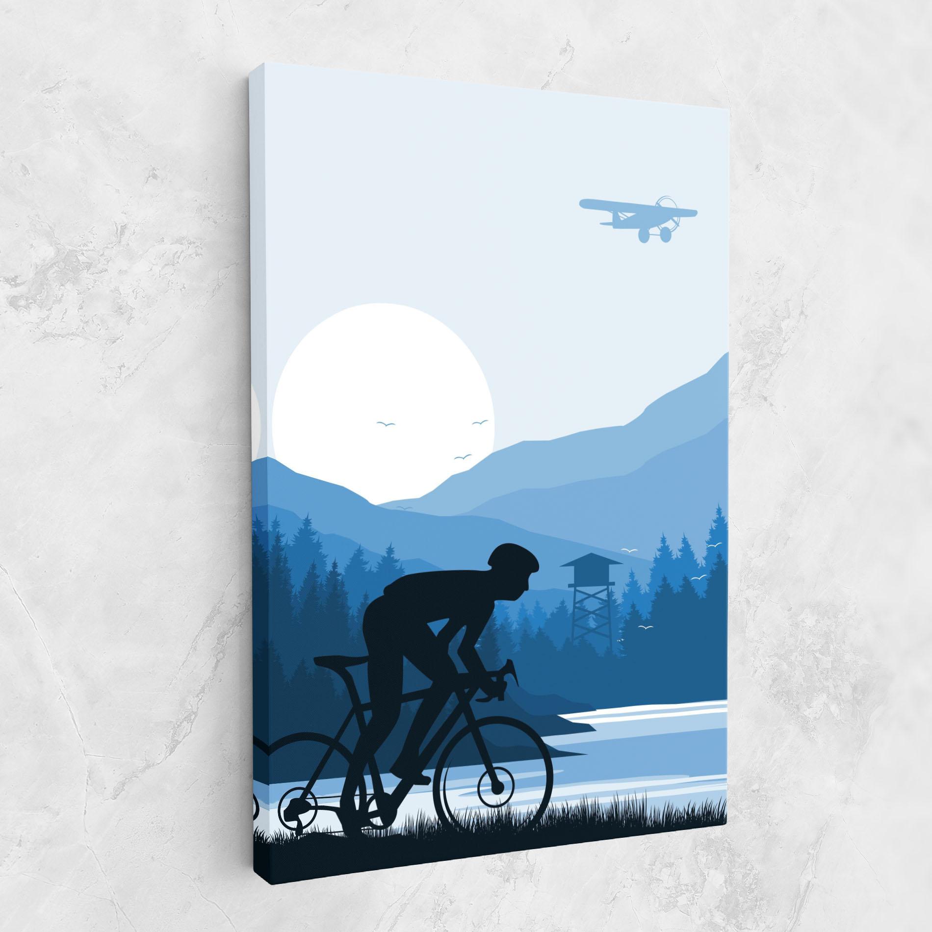 Картина на платно Blue Light Bike mockup 1