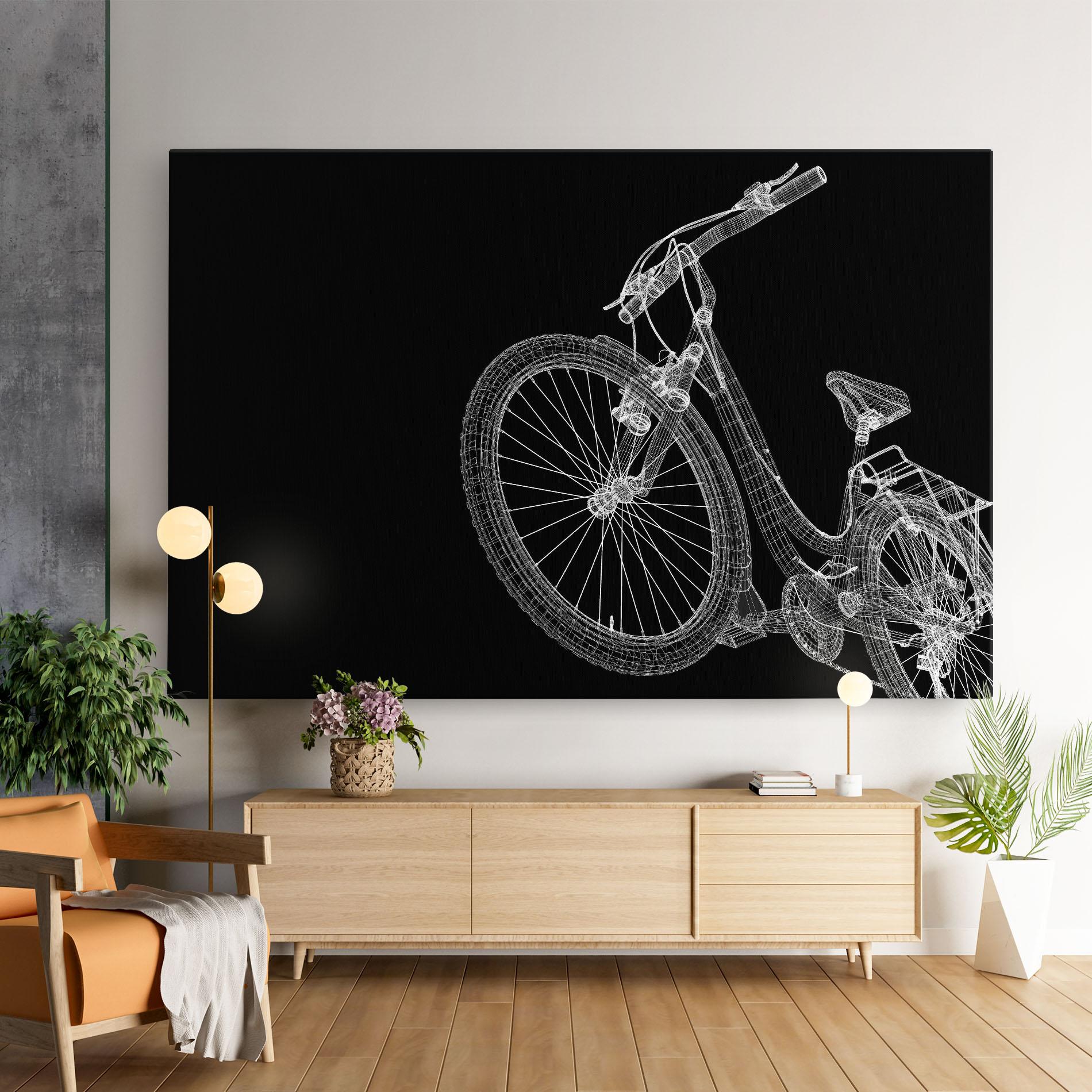Картина на платно 3d Bike Model On Black mockup 9