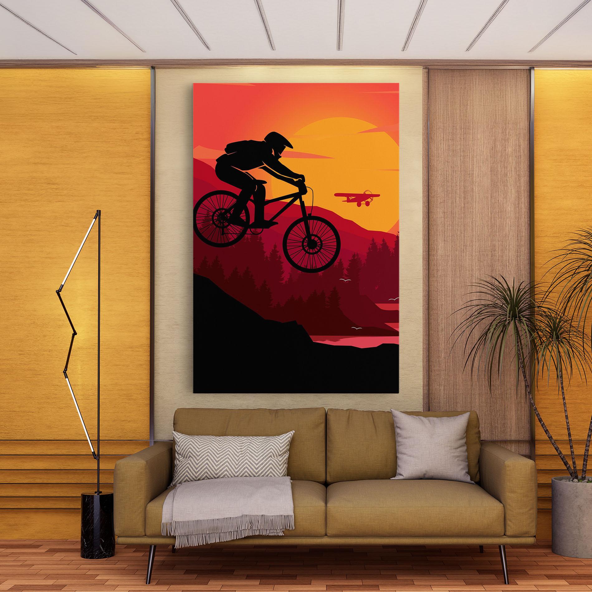 Картина на платно Mountain Bike Sunset mockup 9