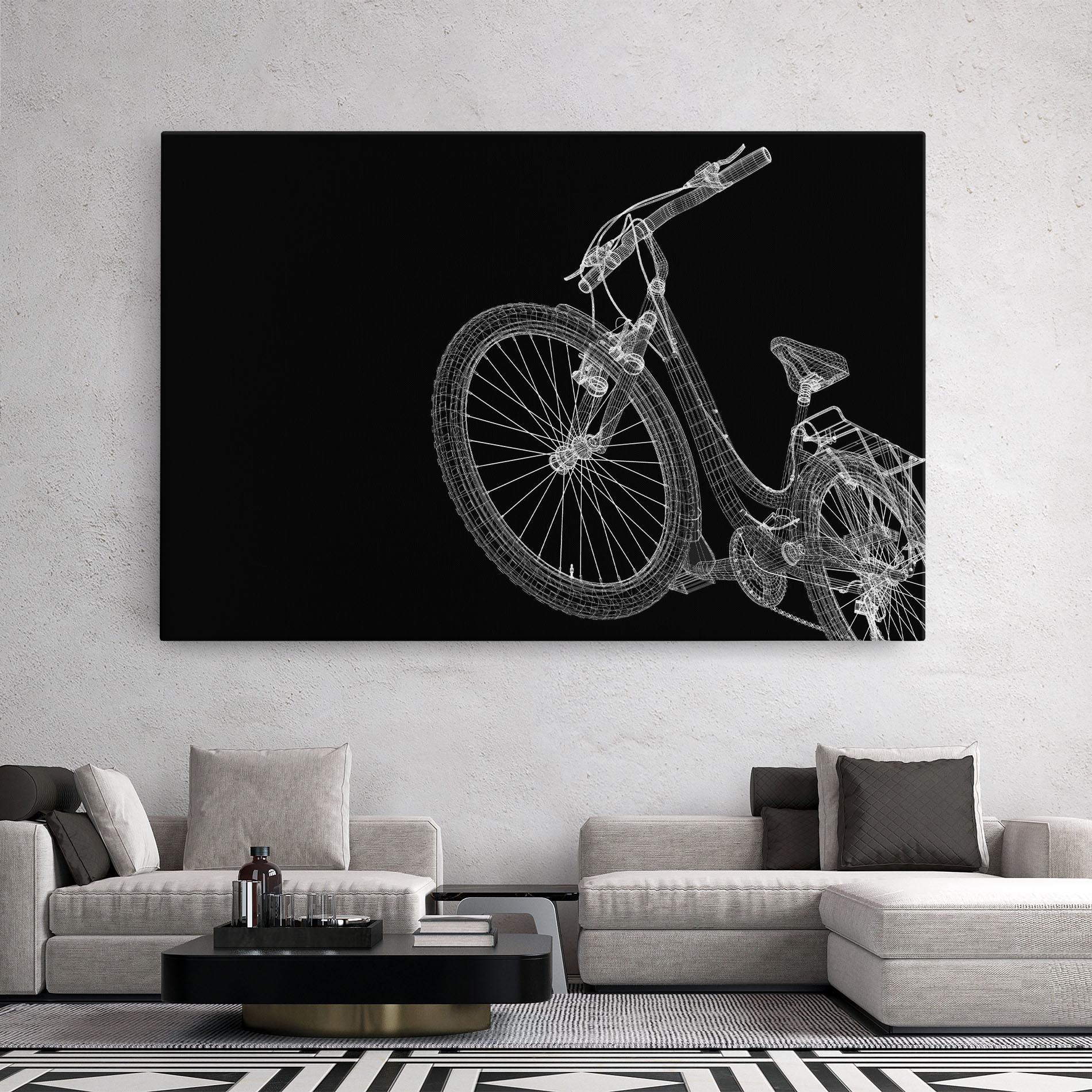 Картина на платно 3d Bike Model On Black mockup 2