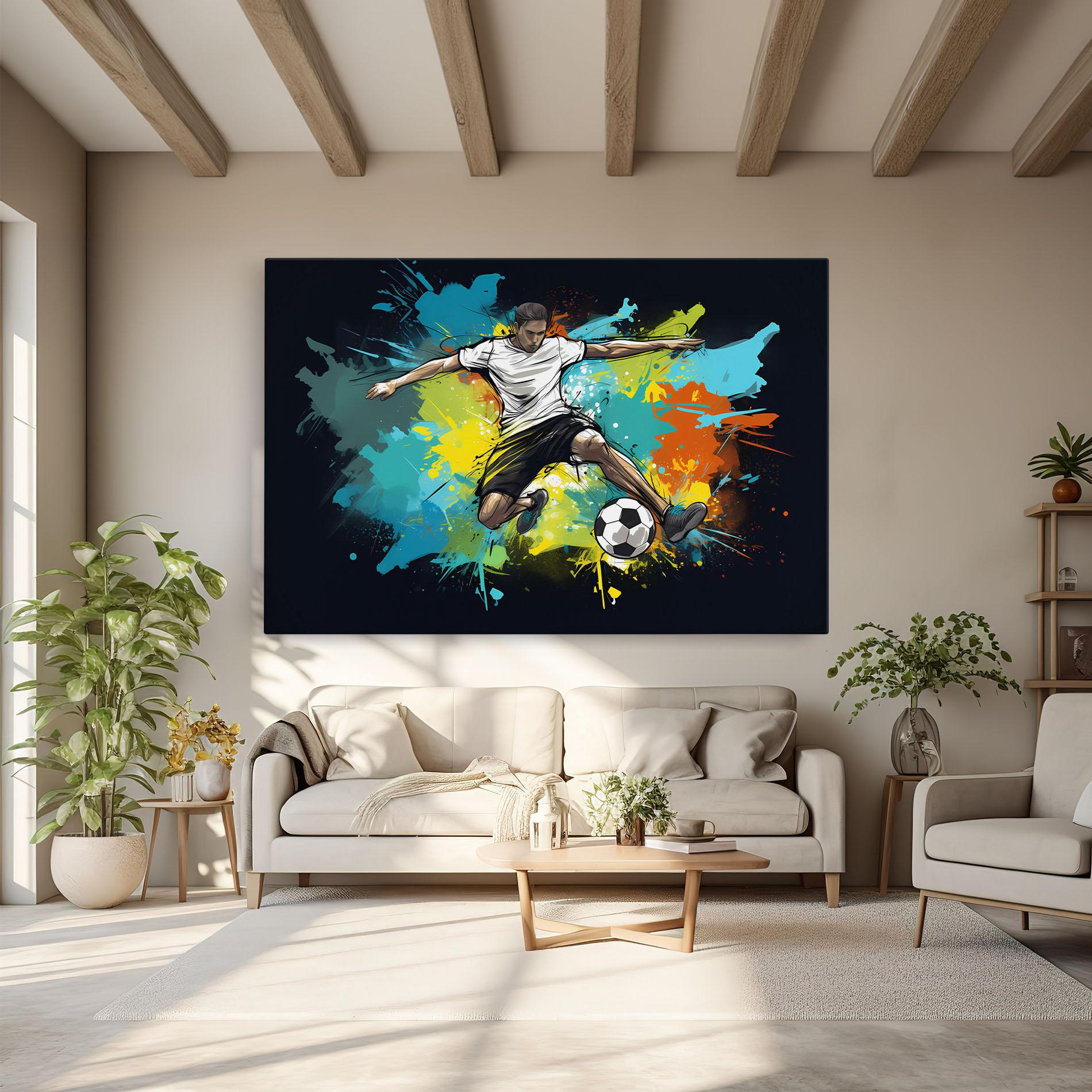 Картина на платно Green Paint Football Player mockup 6