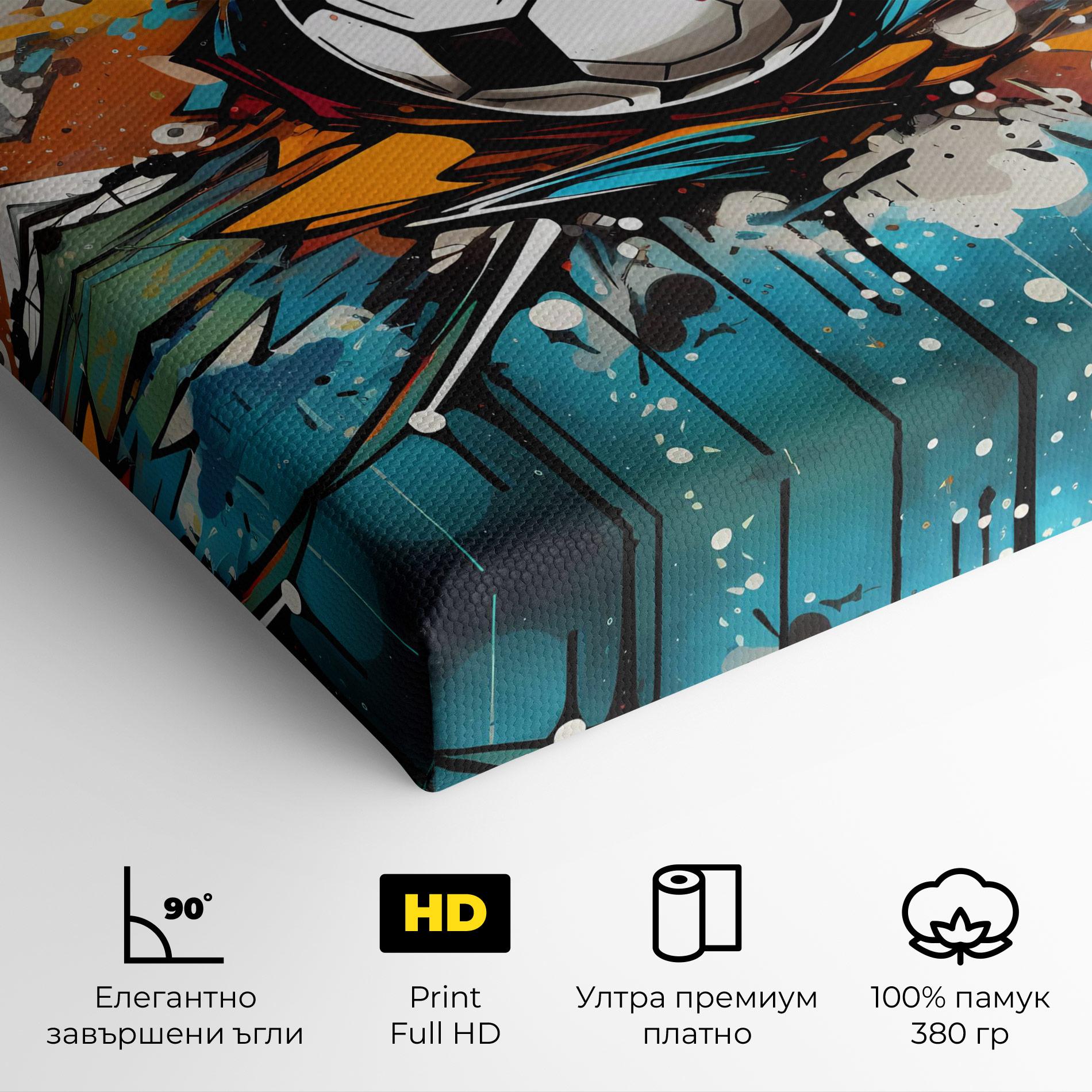 Картина на платно Football Graffiti Style mockup 4
