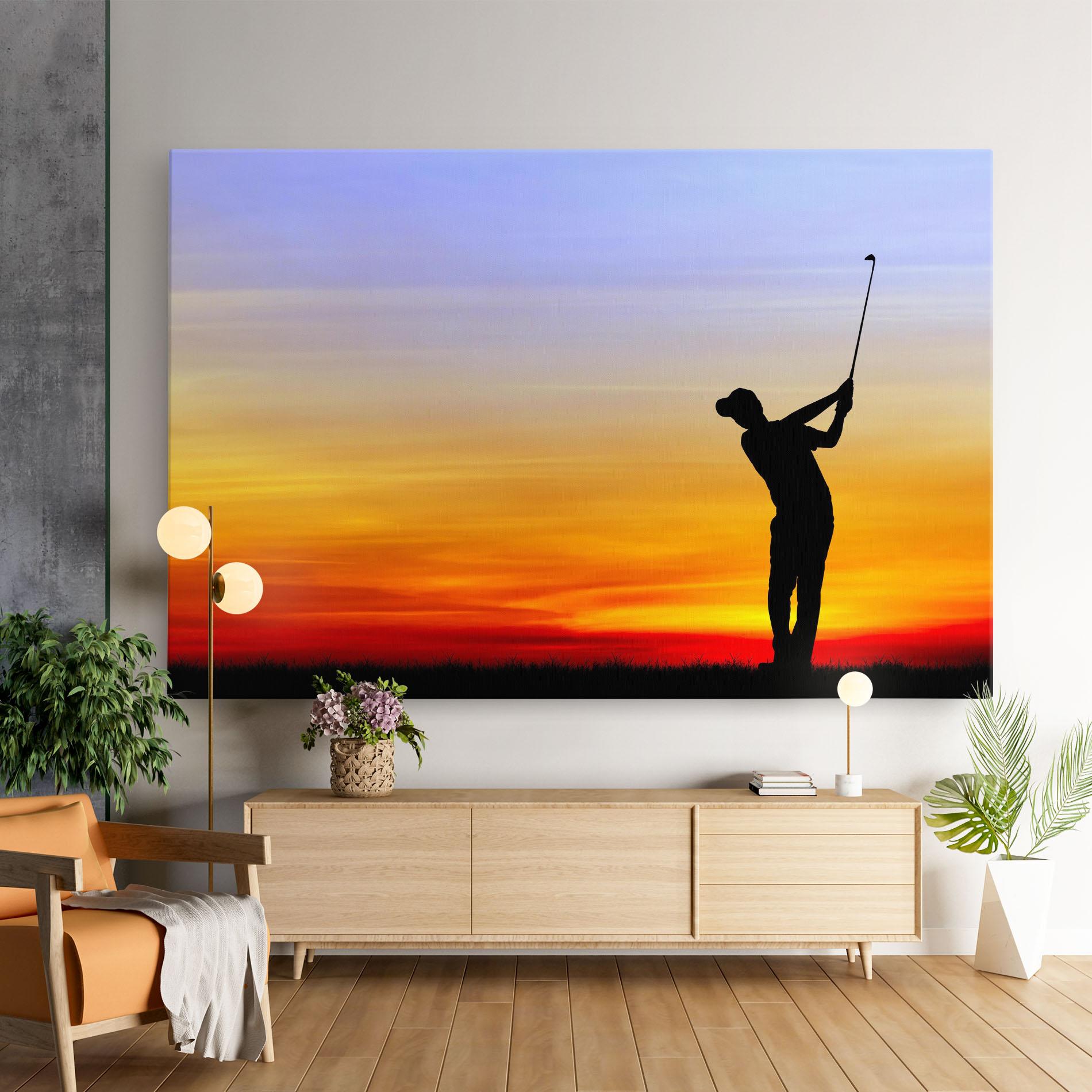 Картина на платно Playing Golf Sunrise mockup 9