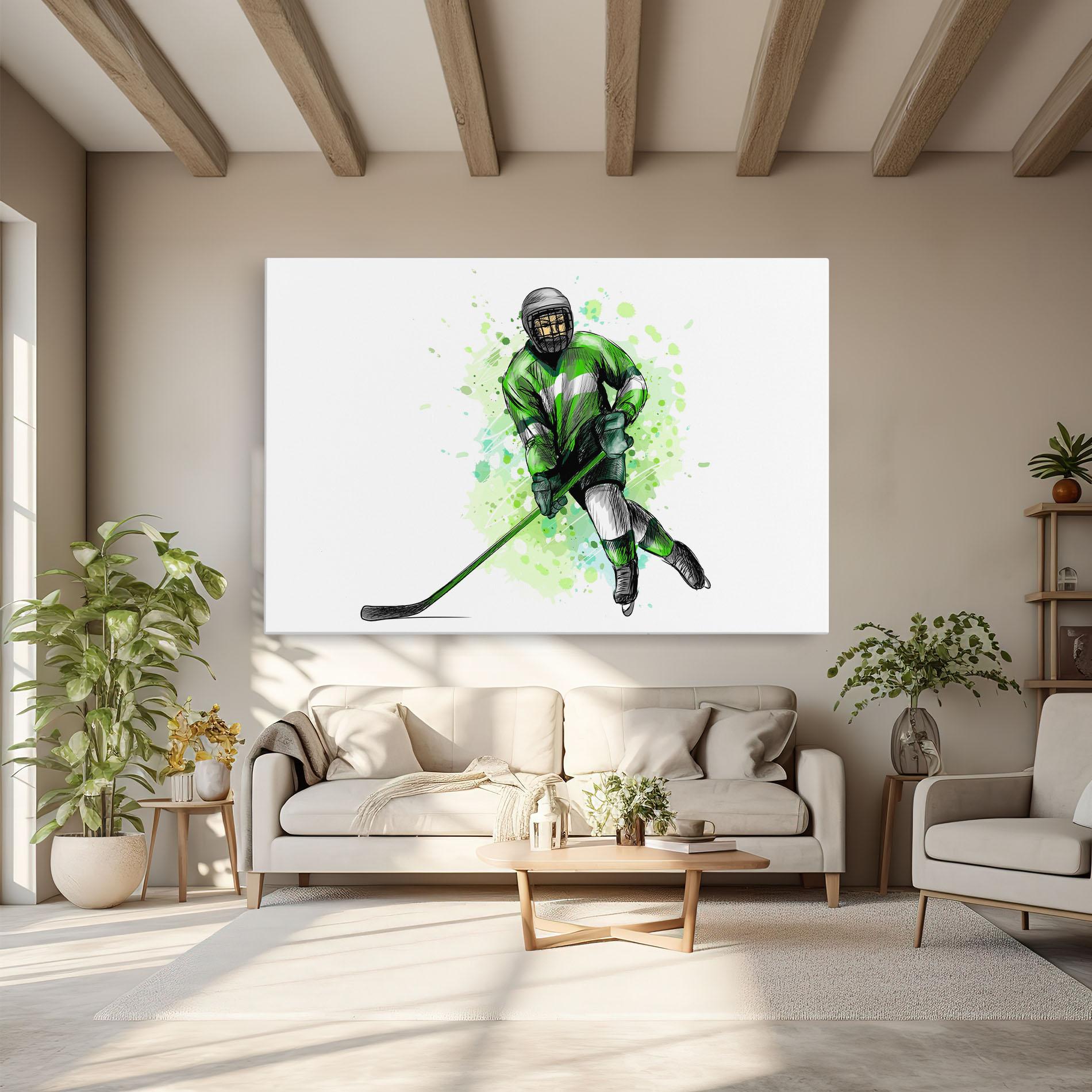Картина на платно Green Hockey mockup 6
