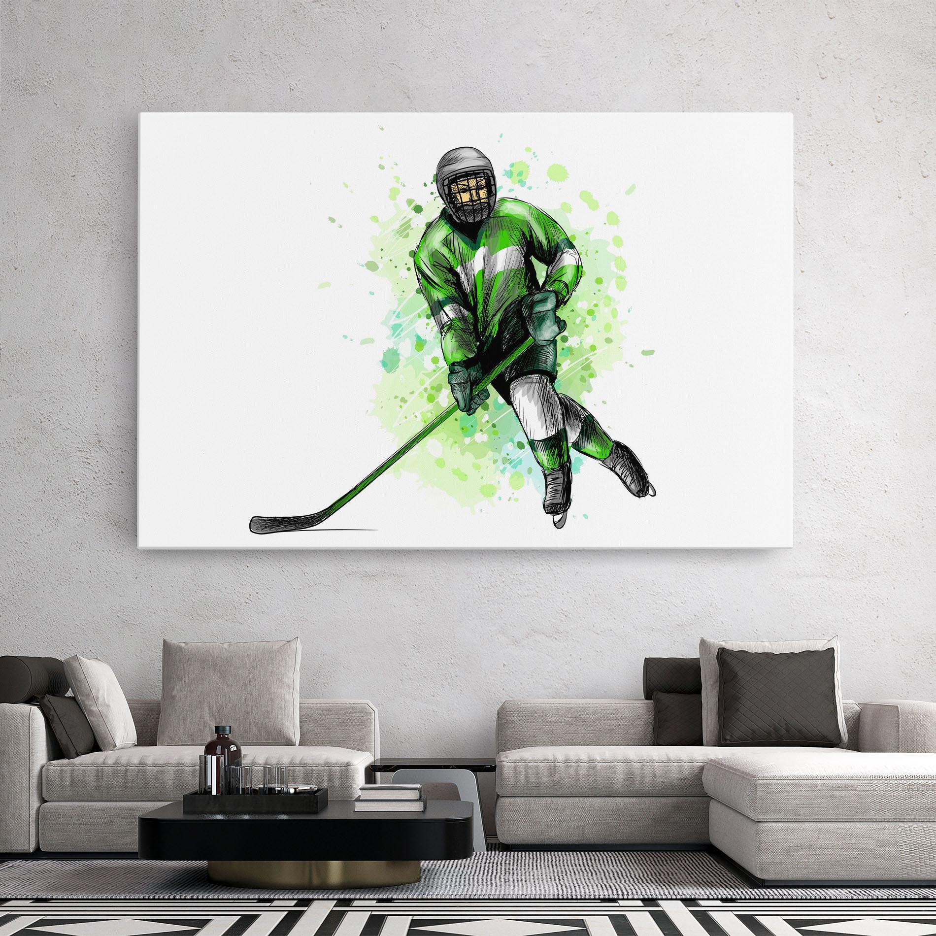 Картина на платно Green Hockey mockup 2