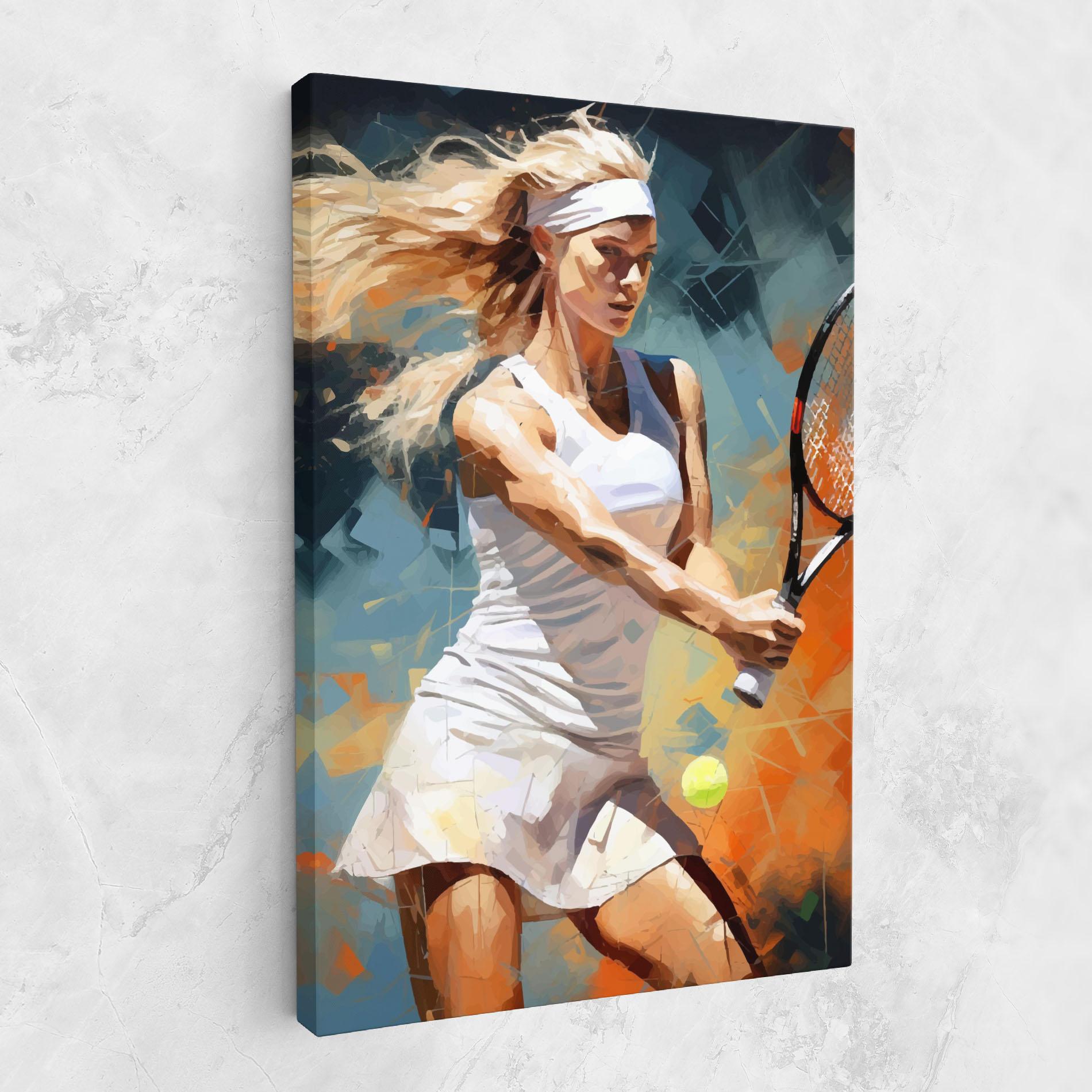 Картина на платно Blonde Tennis Girl mockup 1