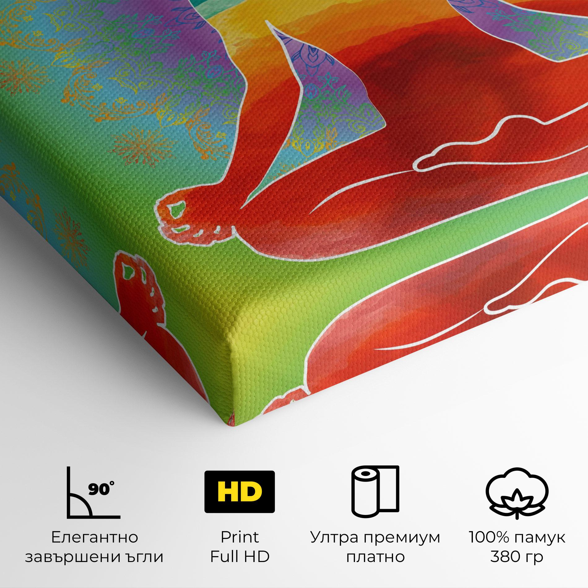 Картина на платно Rainbow Yoga mockup 4