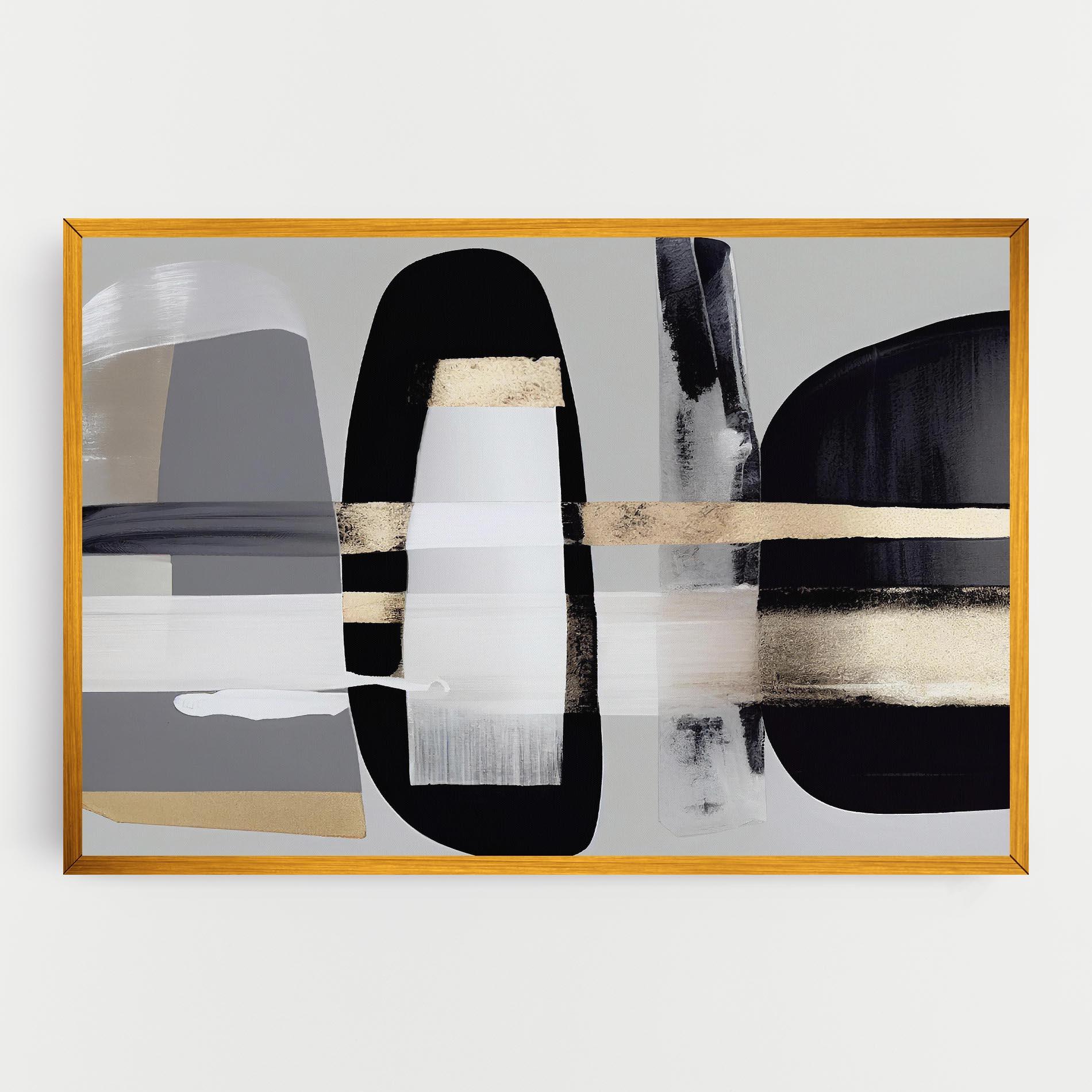 Картина на платно Abstract Gold Painting With Black mockup 0