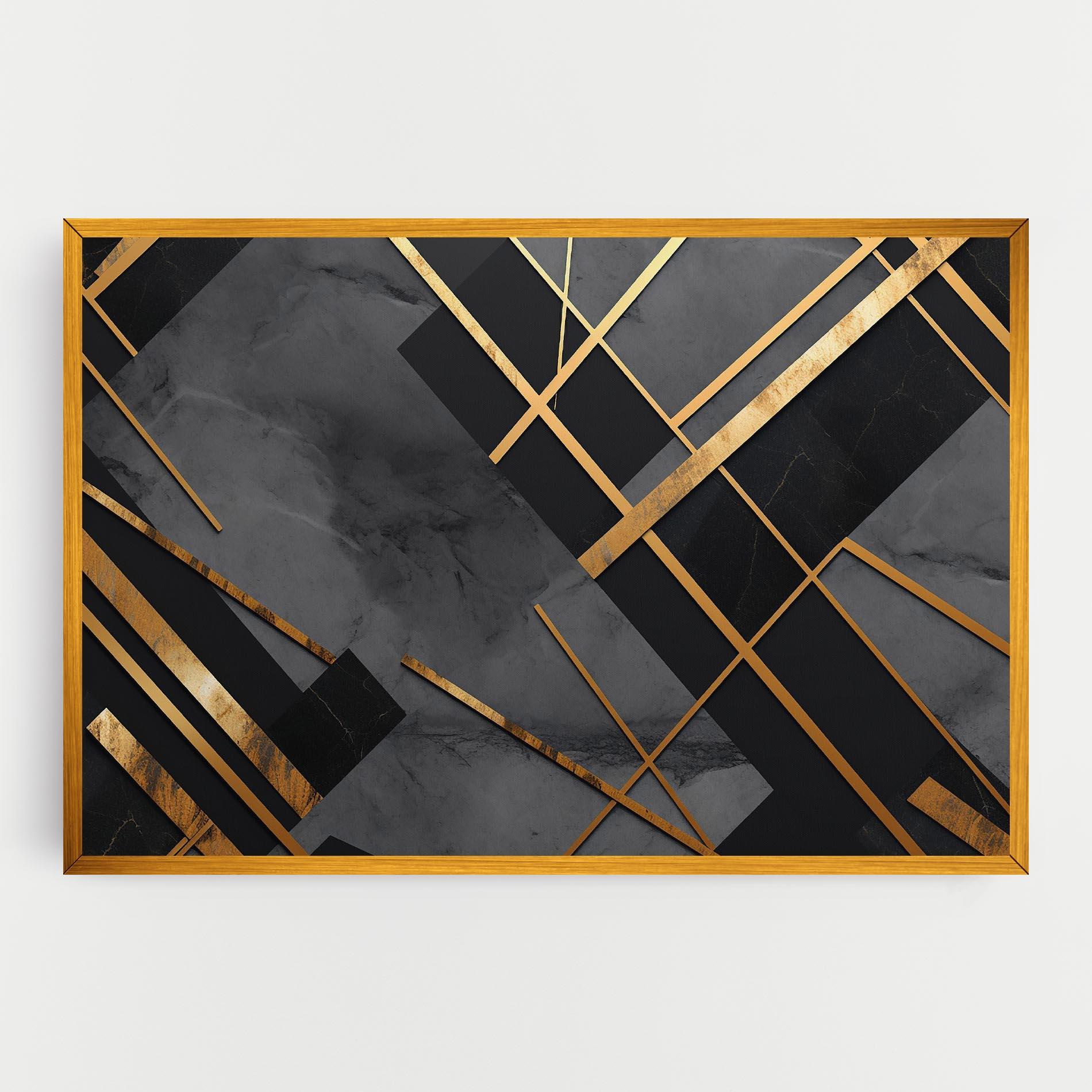 Картина на платно Grey Painting With Gold Lines mockup 0