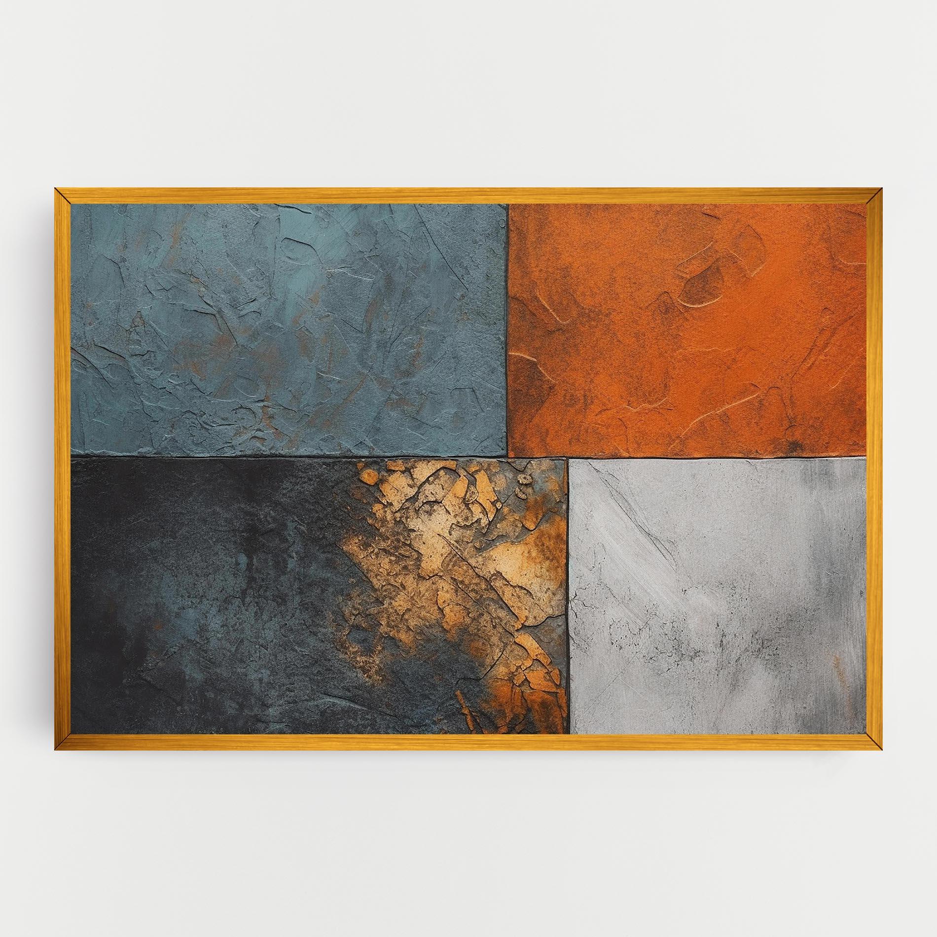 Картина на платно White Square With Gold mockup 0