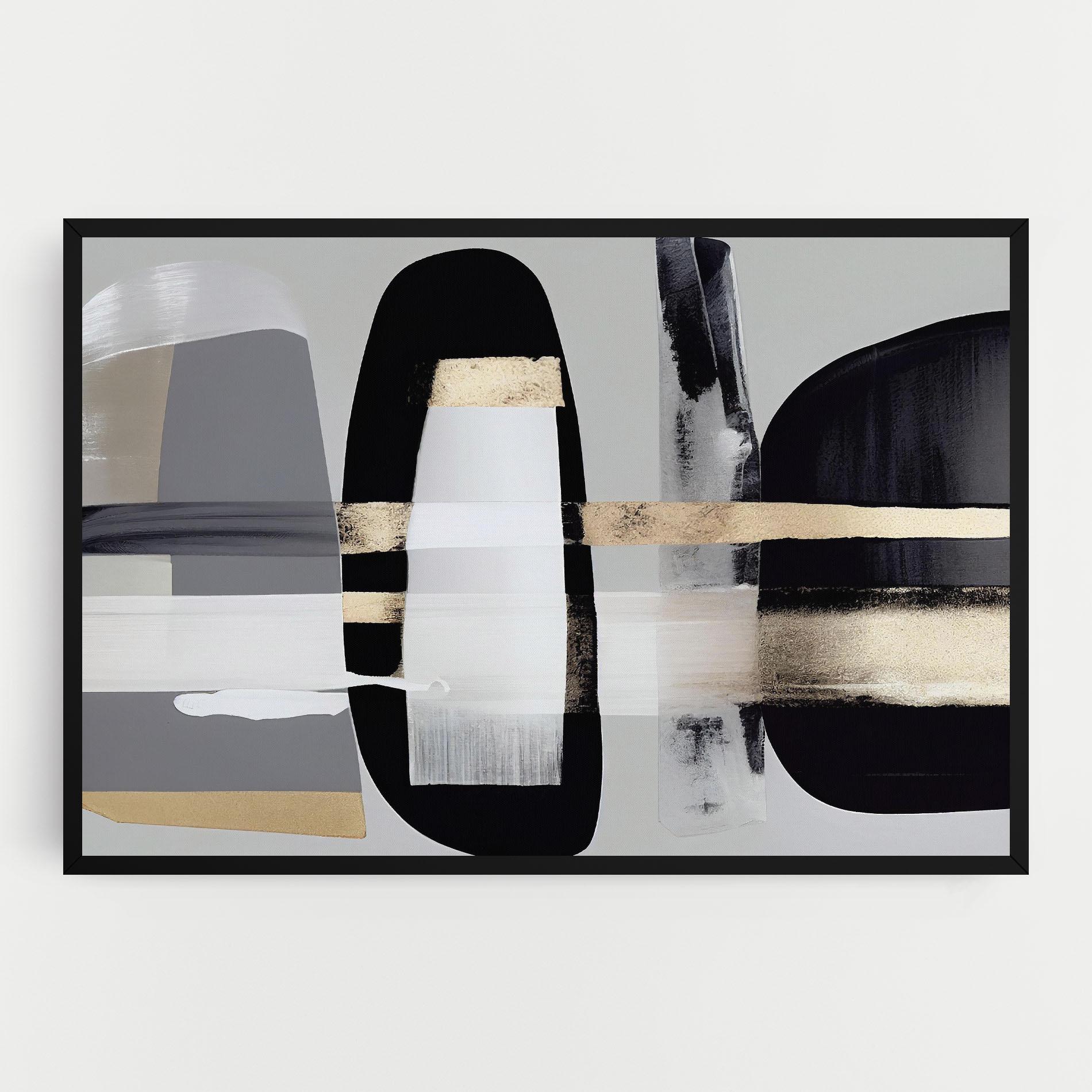 Картина на платно Abstract Gold Painting With Black mockup 0