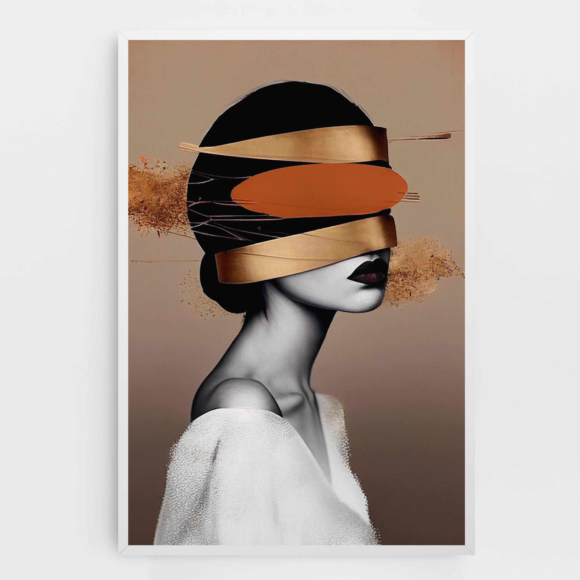 Картина на платно Woman With Gold Lines mockup 0