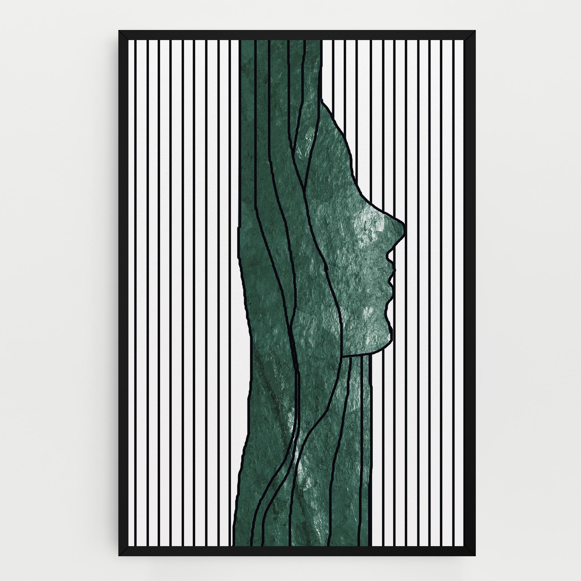 Картина на платно Abstract Green Face mockup 0