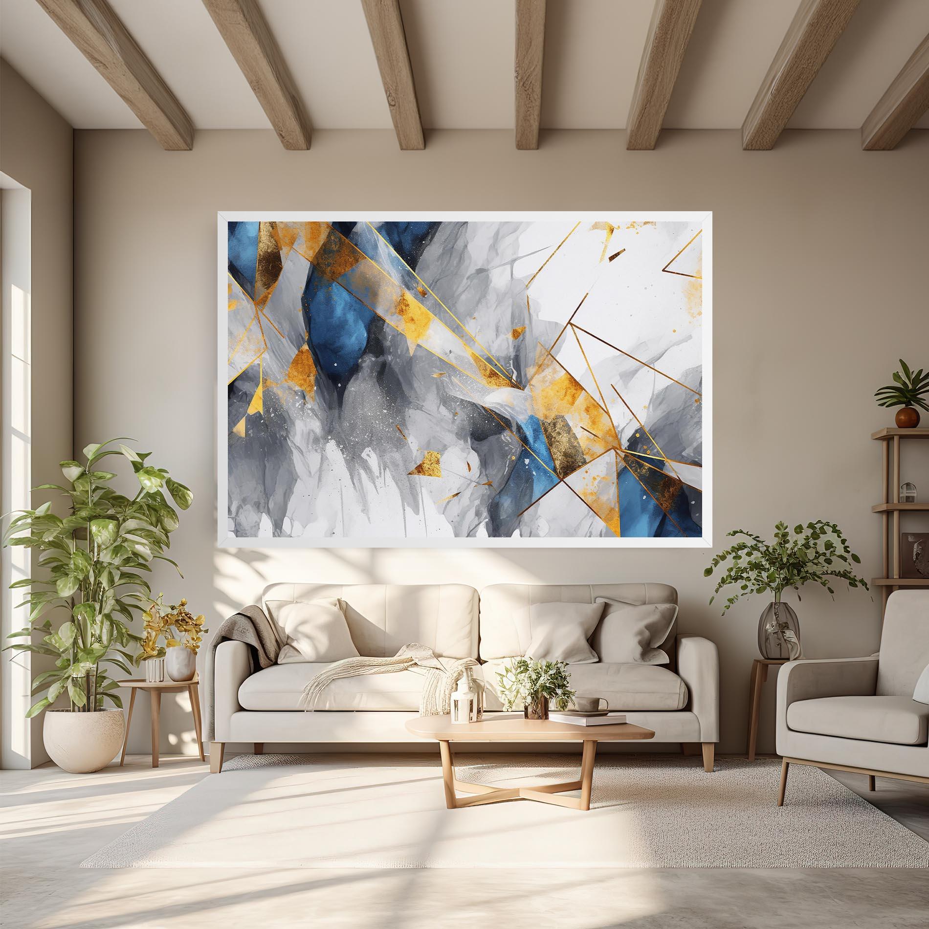 Картина на платно Abstract Gold Blue Pattern mockup 6