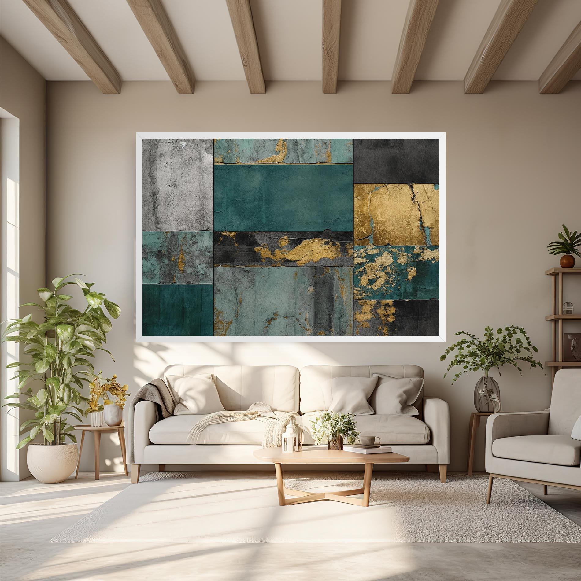 Картина на платно Golden Green Painting mockup 6