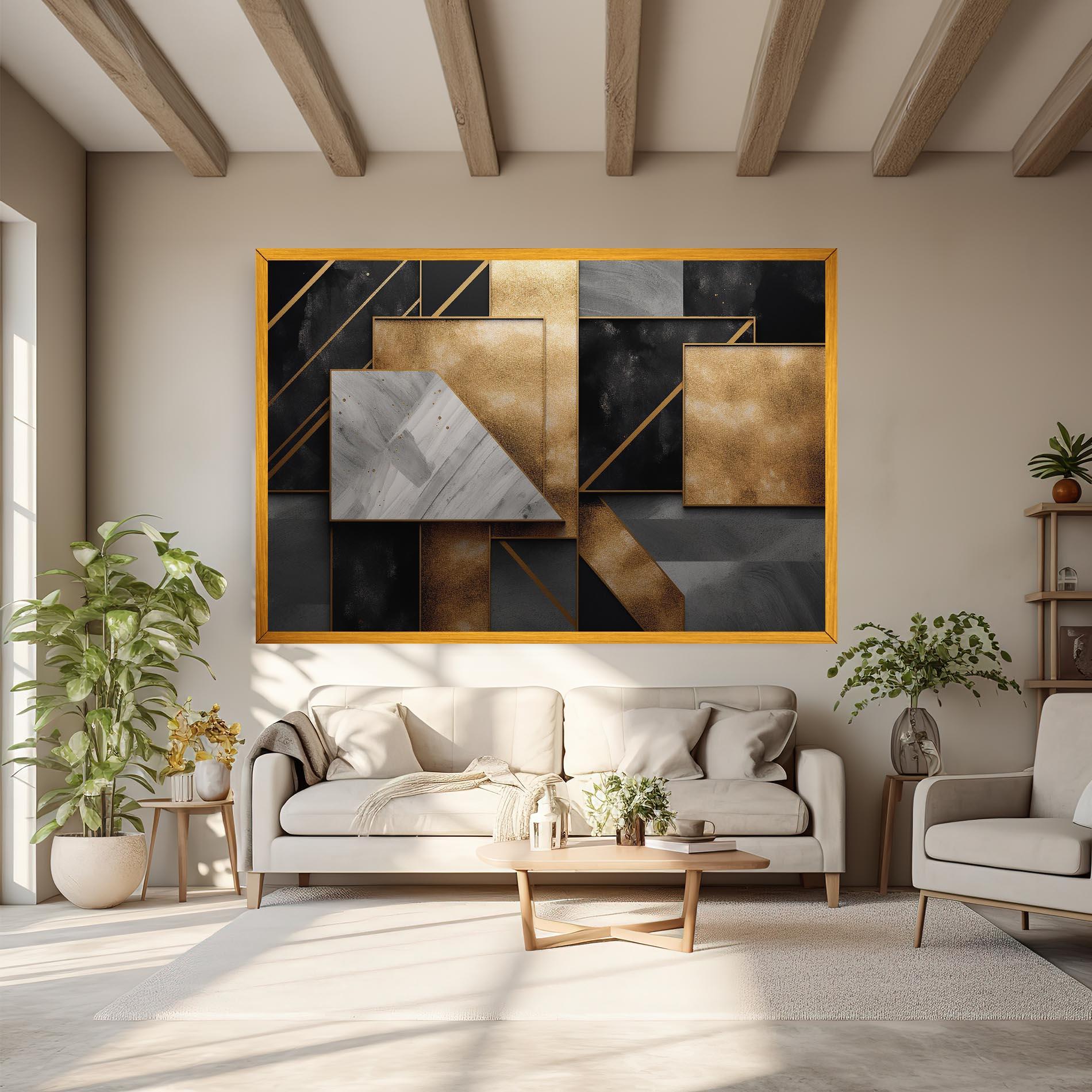 Картина на платно Abstract Gold Square mockup 6