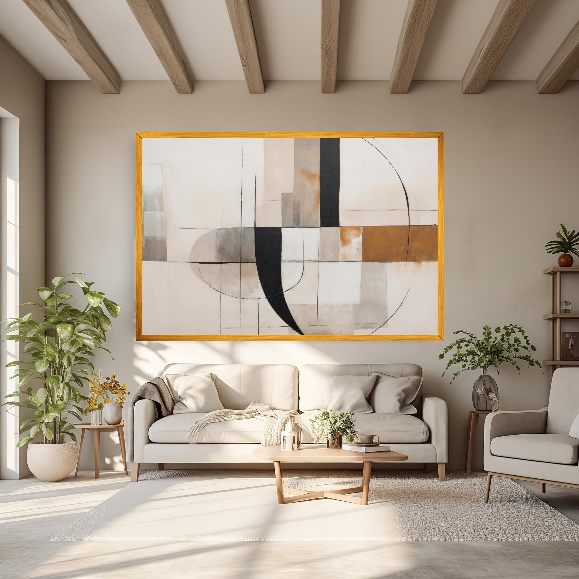 Картина на платно Black Abstract Lines mockup 6