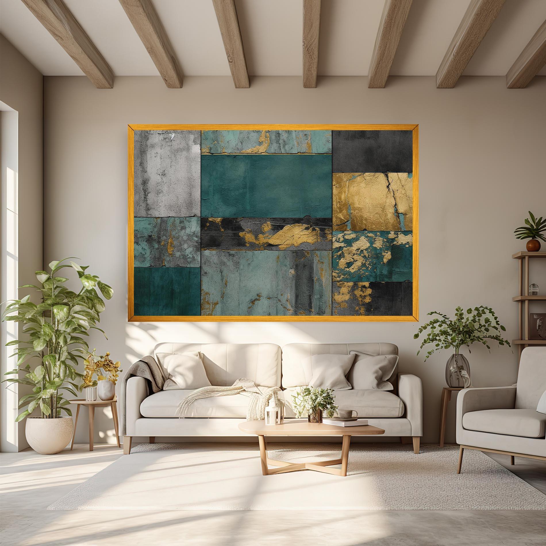 Картина на платно Golden Green Painting mockup 6