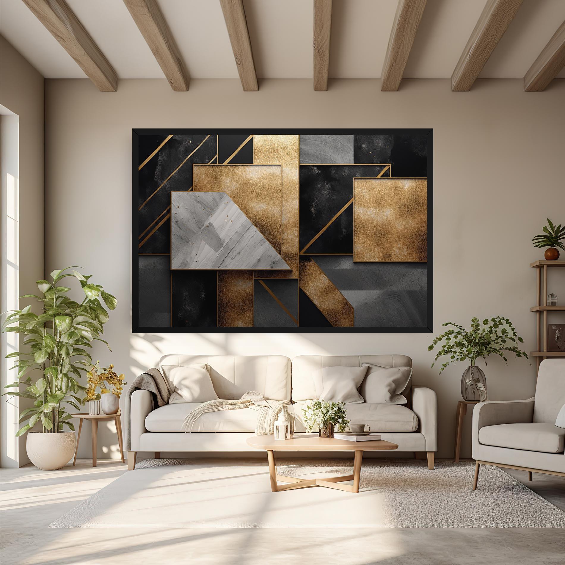 Картина на платно Abstract Gold Square mockup 6