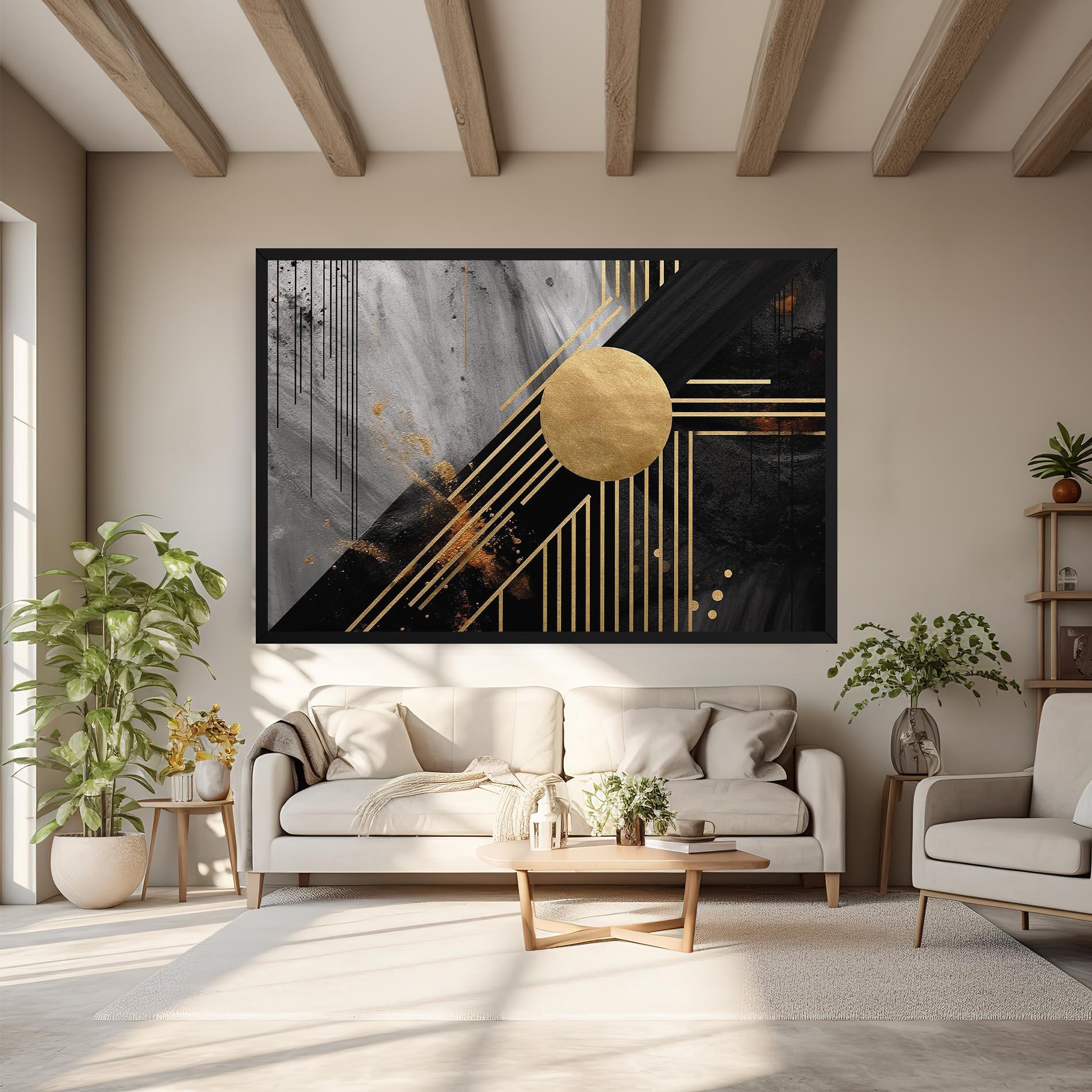 Картина на платно Gold Circle With Lines mockup 6