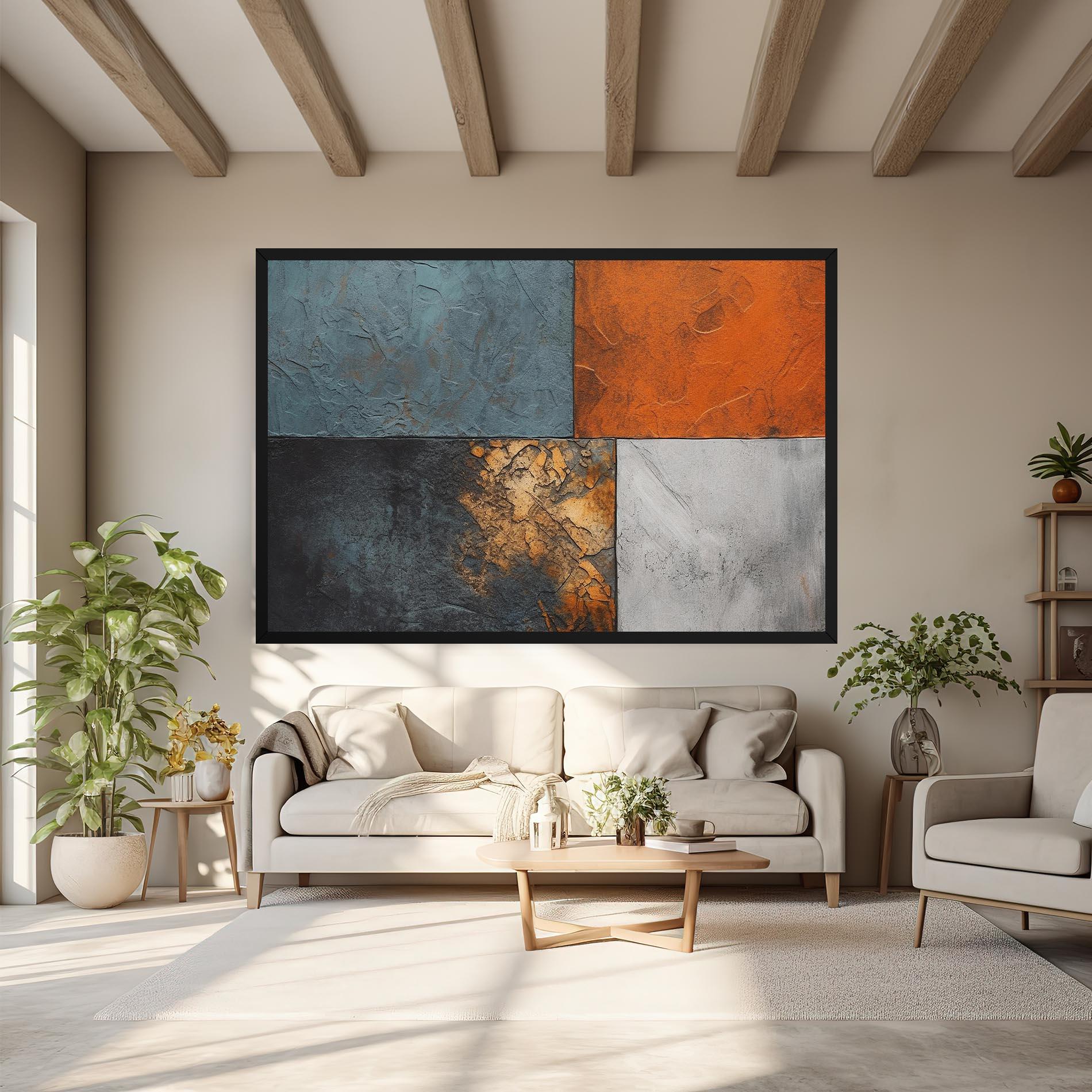 Картина на платно White Square With Gold mockup 6